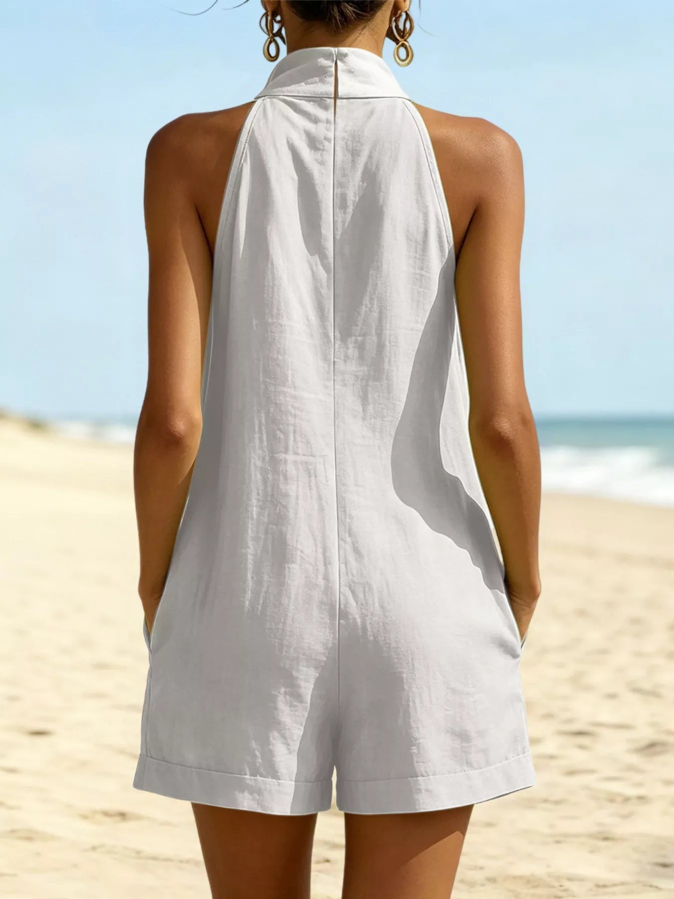 Halter Neck Romper with Pockets Secondary image