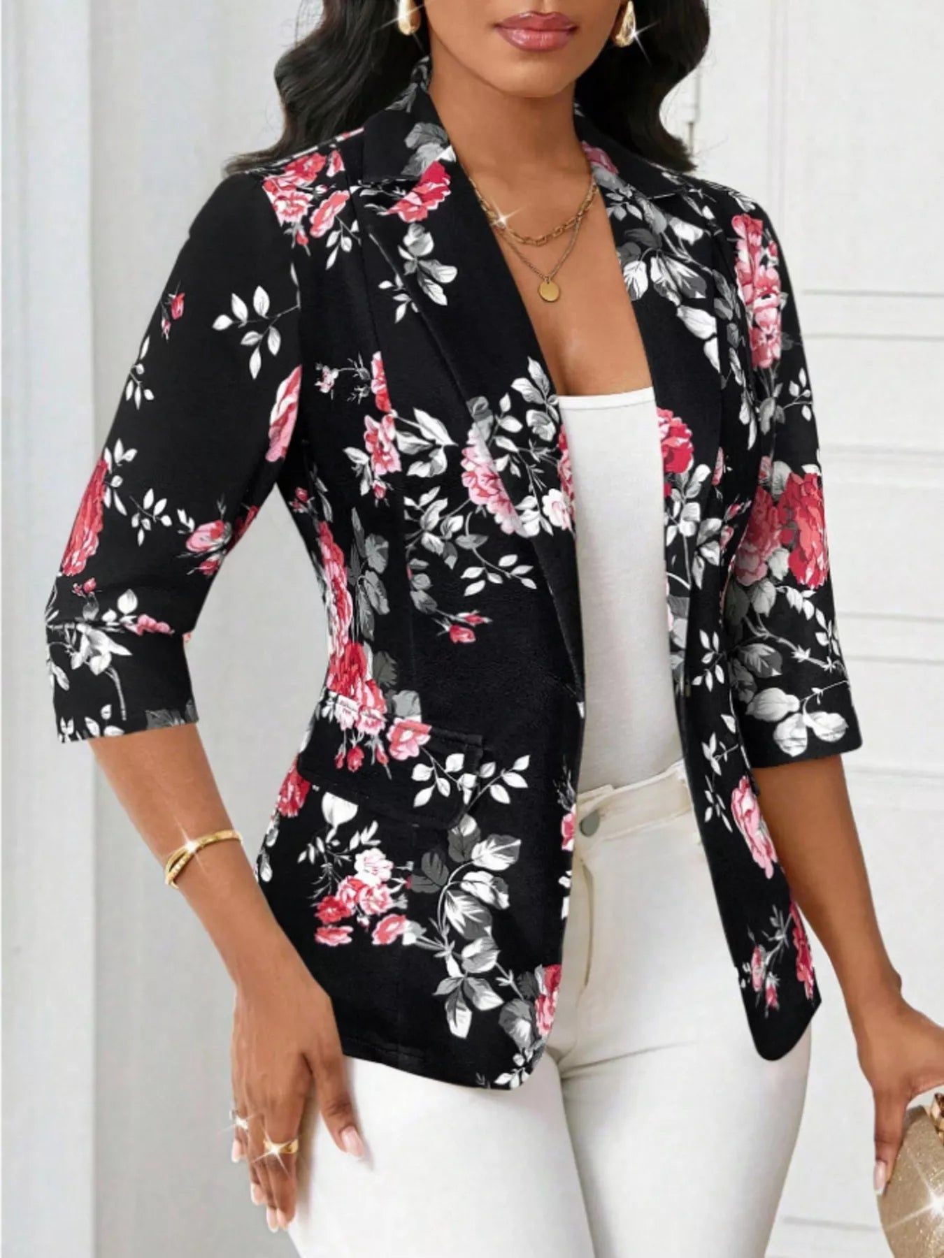 Floral Print One Button Casual Blazer Secondary image
