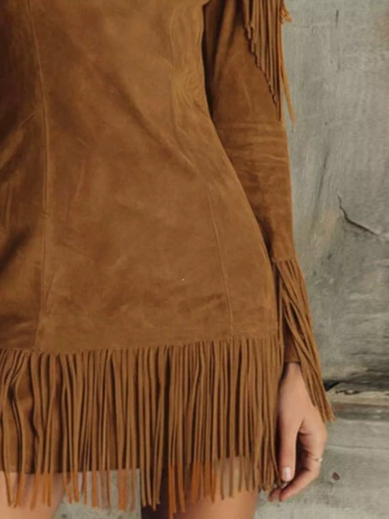 Fringed Cold Shoulder Mini Dress Secondary image