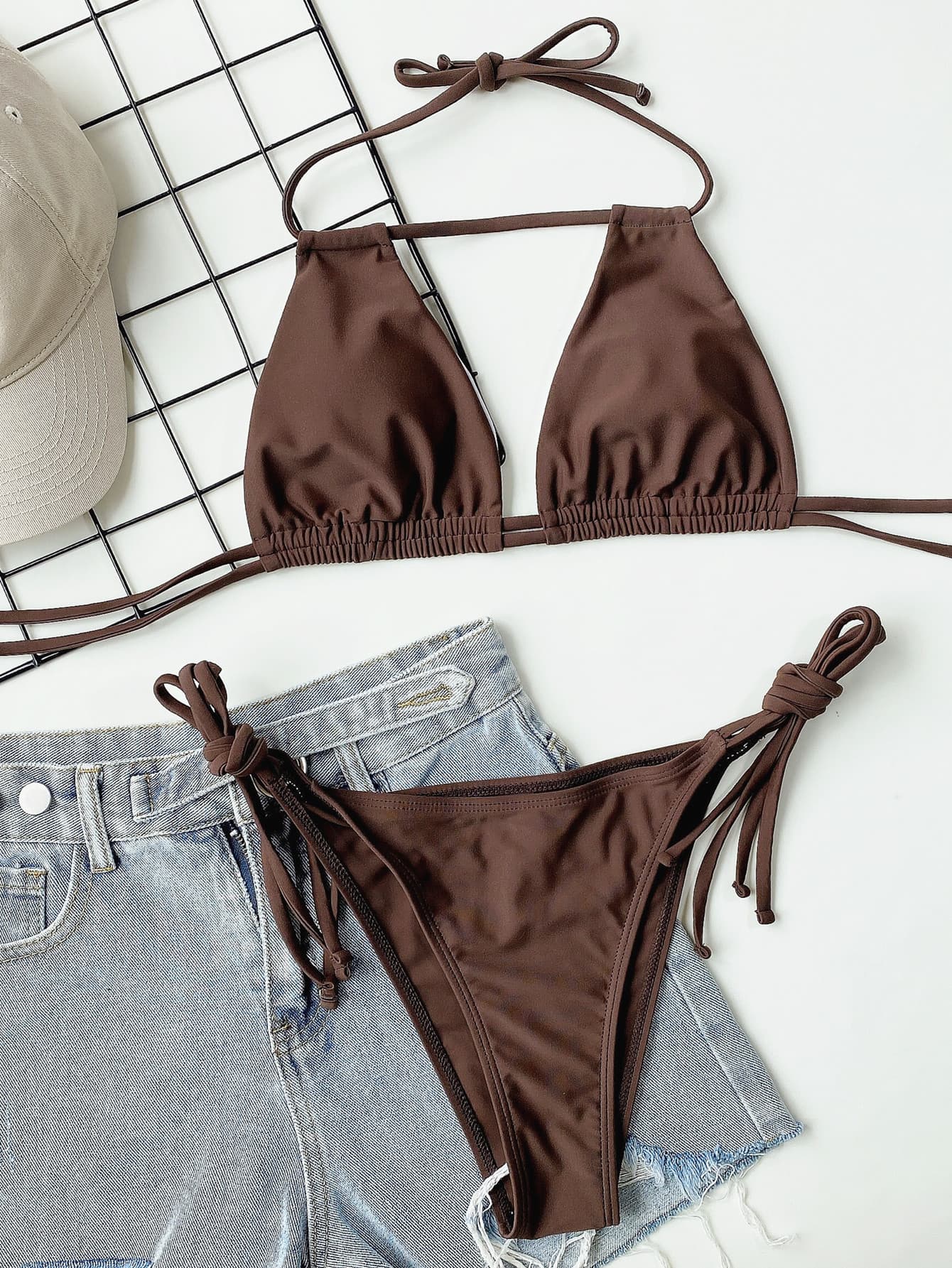 Halter Neck Ruched Bikini Set Secondary image