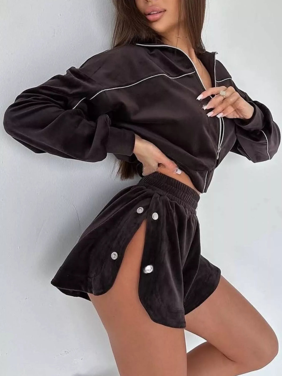 Zip-Up Outerwear and Shorts Set - photo 5