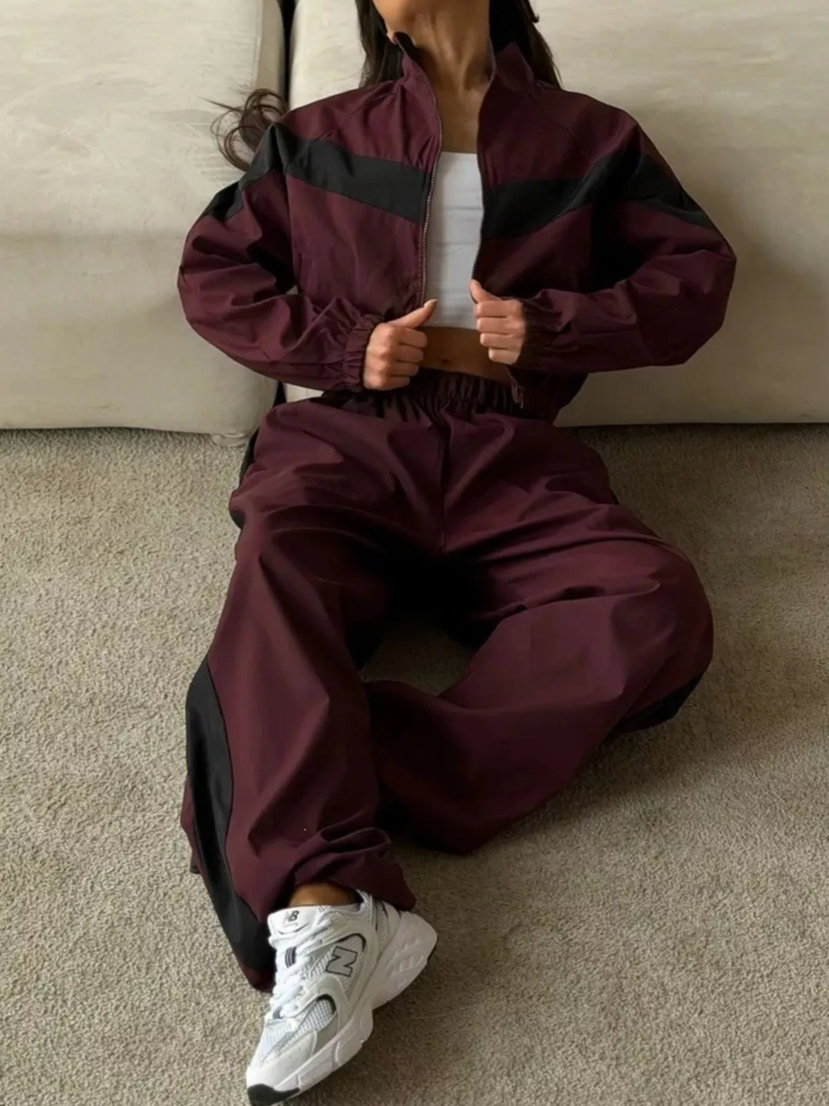 Color Block Zip Up Outerwear and Pants Set - photo 18