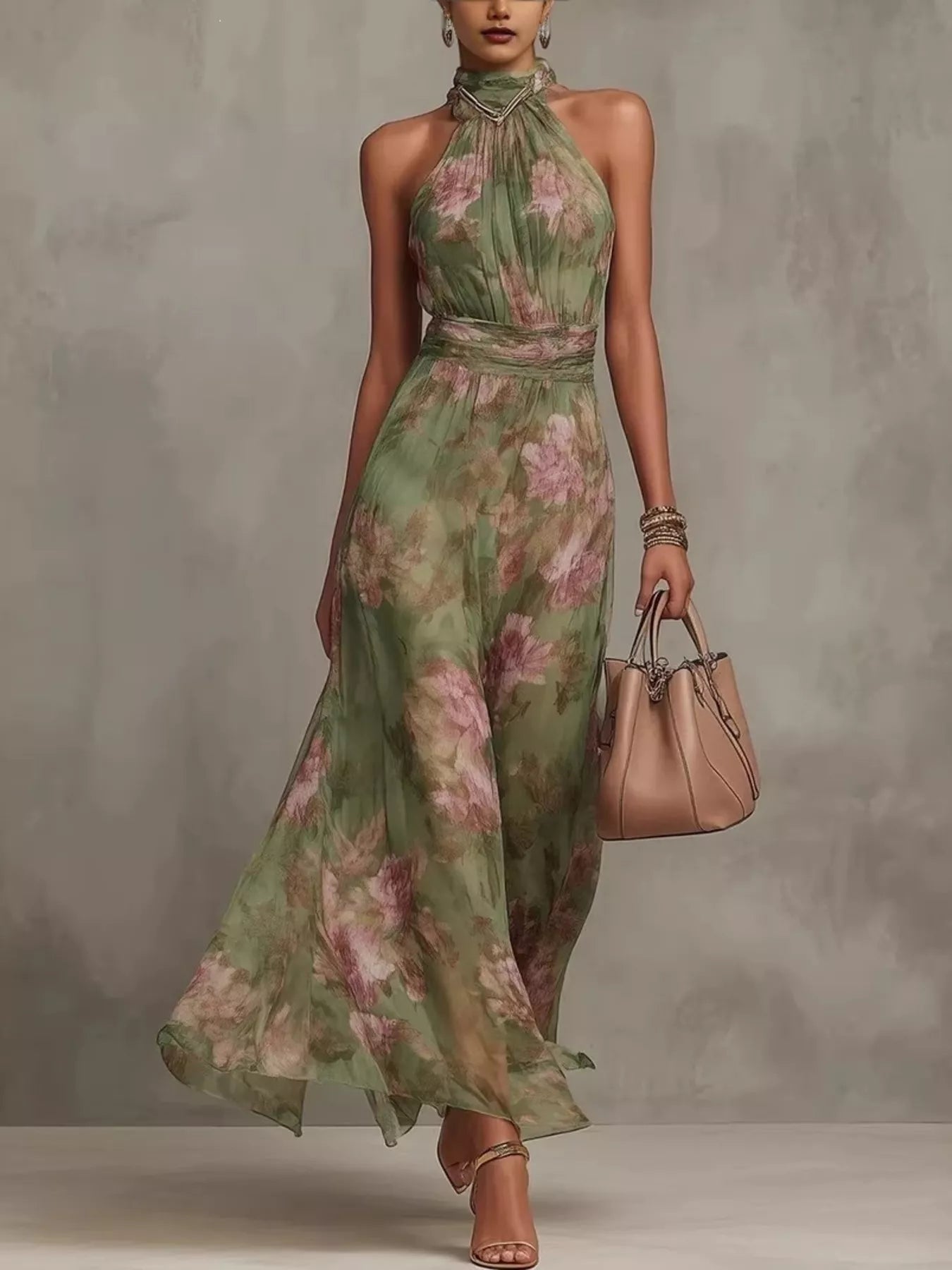 Full Size Floral Print Sleeveless Maxi Dress Plus Size Secondary image