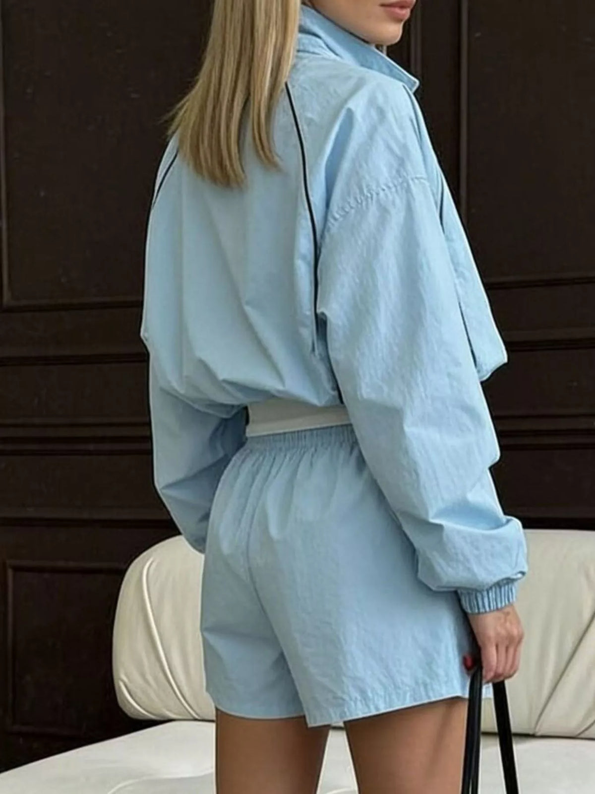 Zip-Up Jacket and Shorts Two-Piece Set - photo 4
