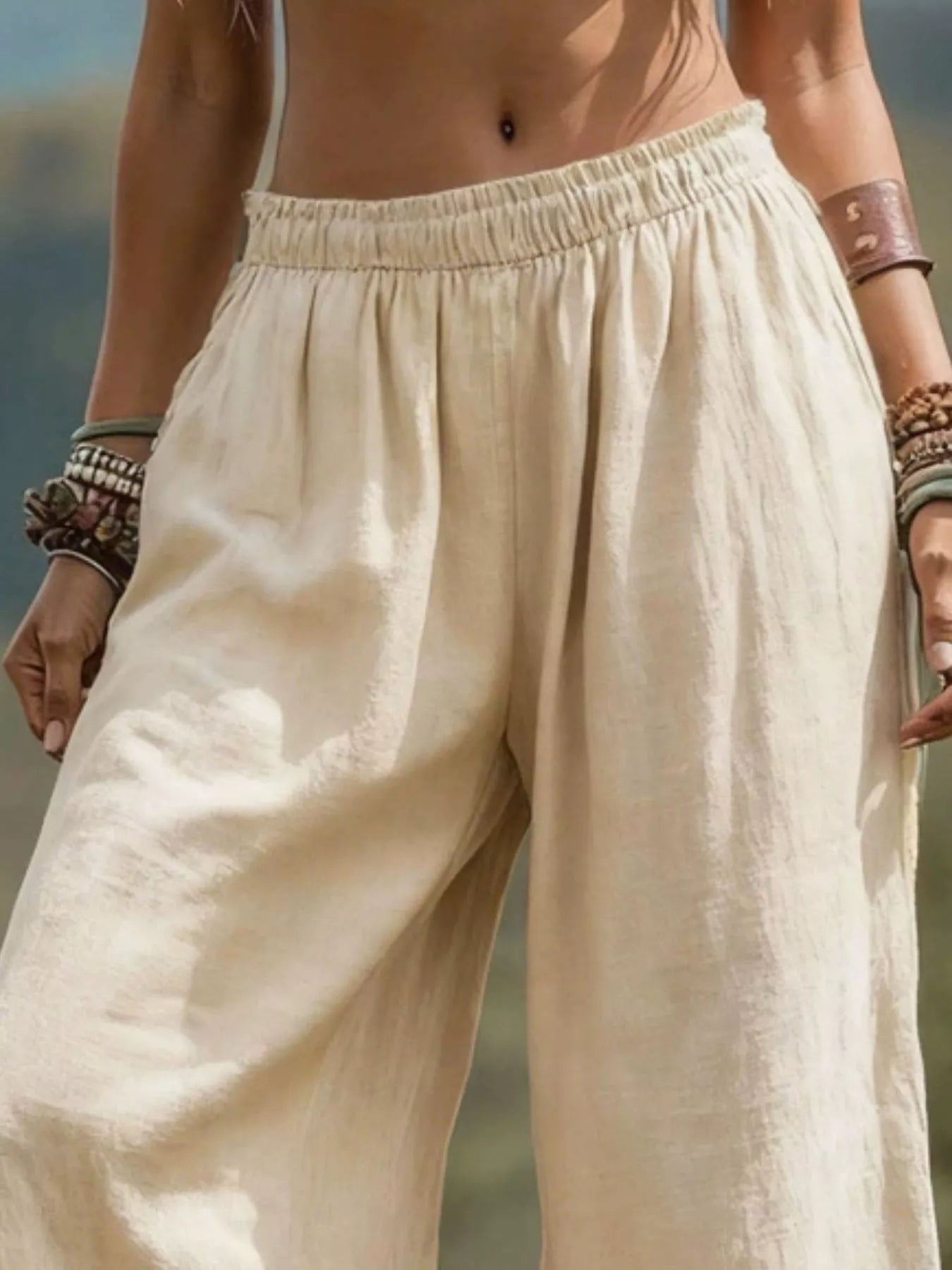 Full Size Bohemian Wide-Leg Pants Plus Size Secondary image