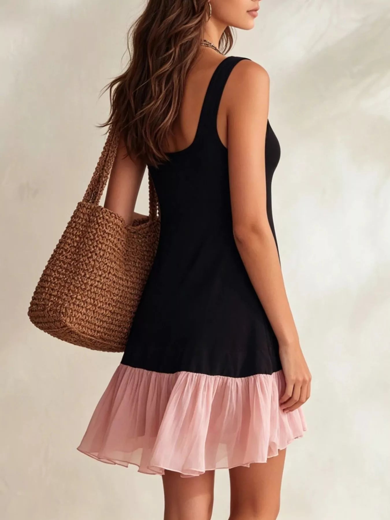 Ruffle Hem Square Neck Mini Dress Secondary image