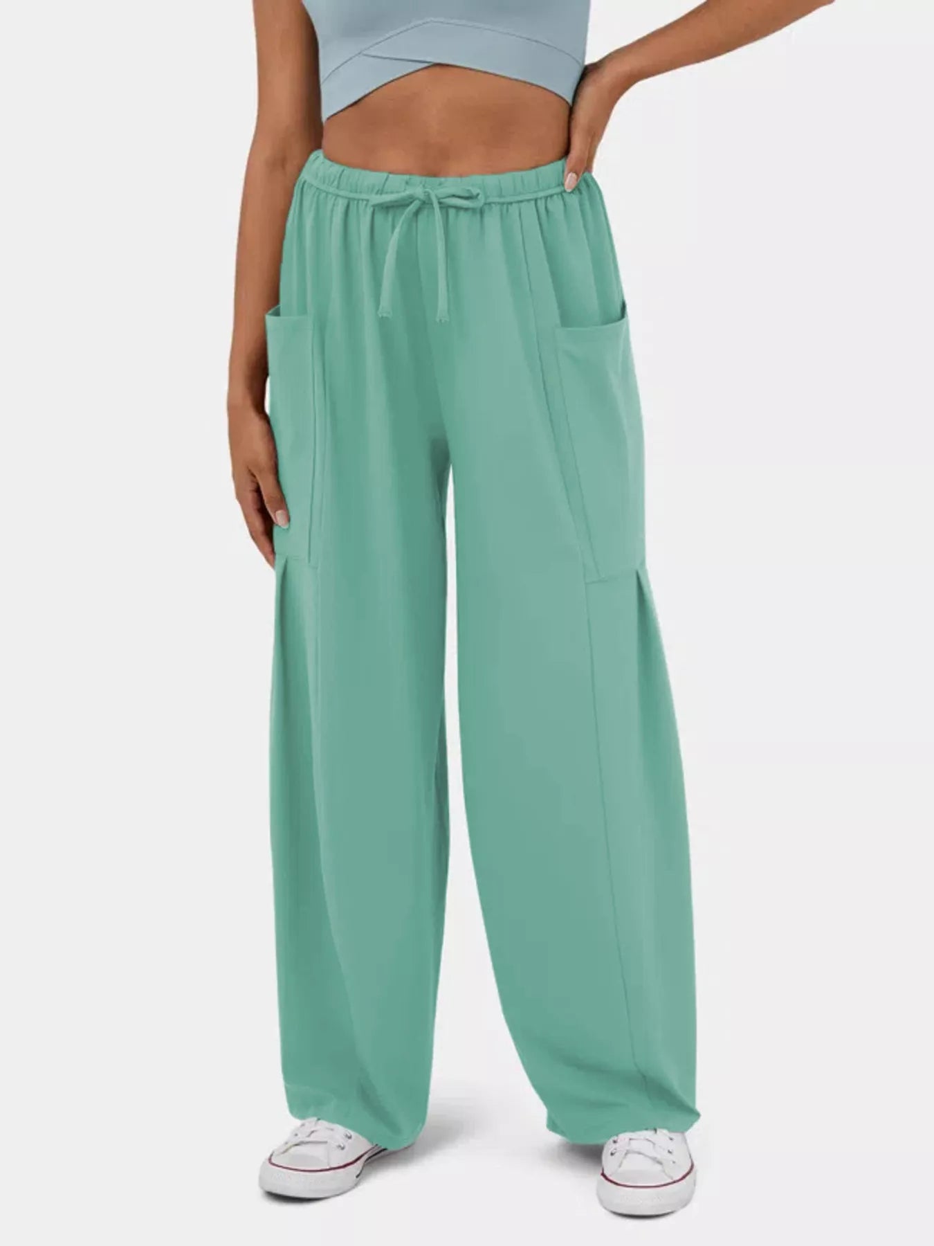 High-Waisted Drawstring Wide-Leg Pants Secondary image