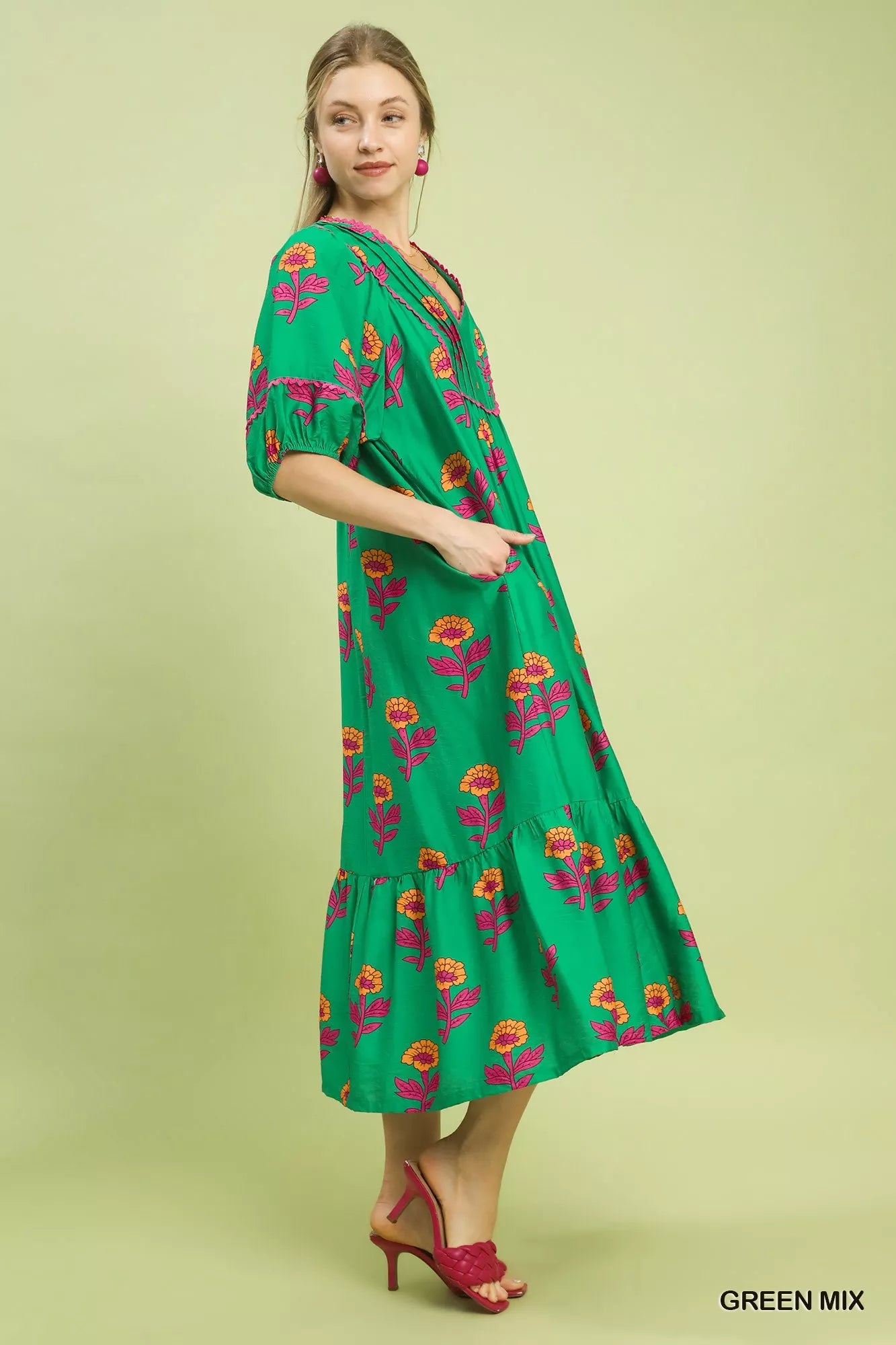 Umgee Floral Print Midi Dress Secondary image