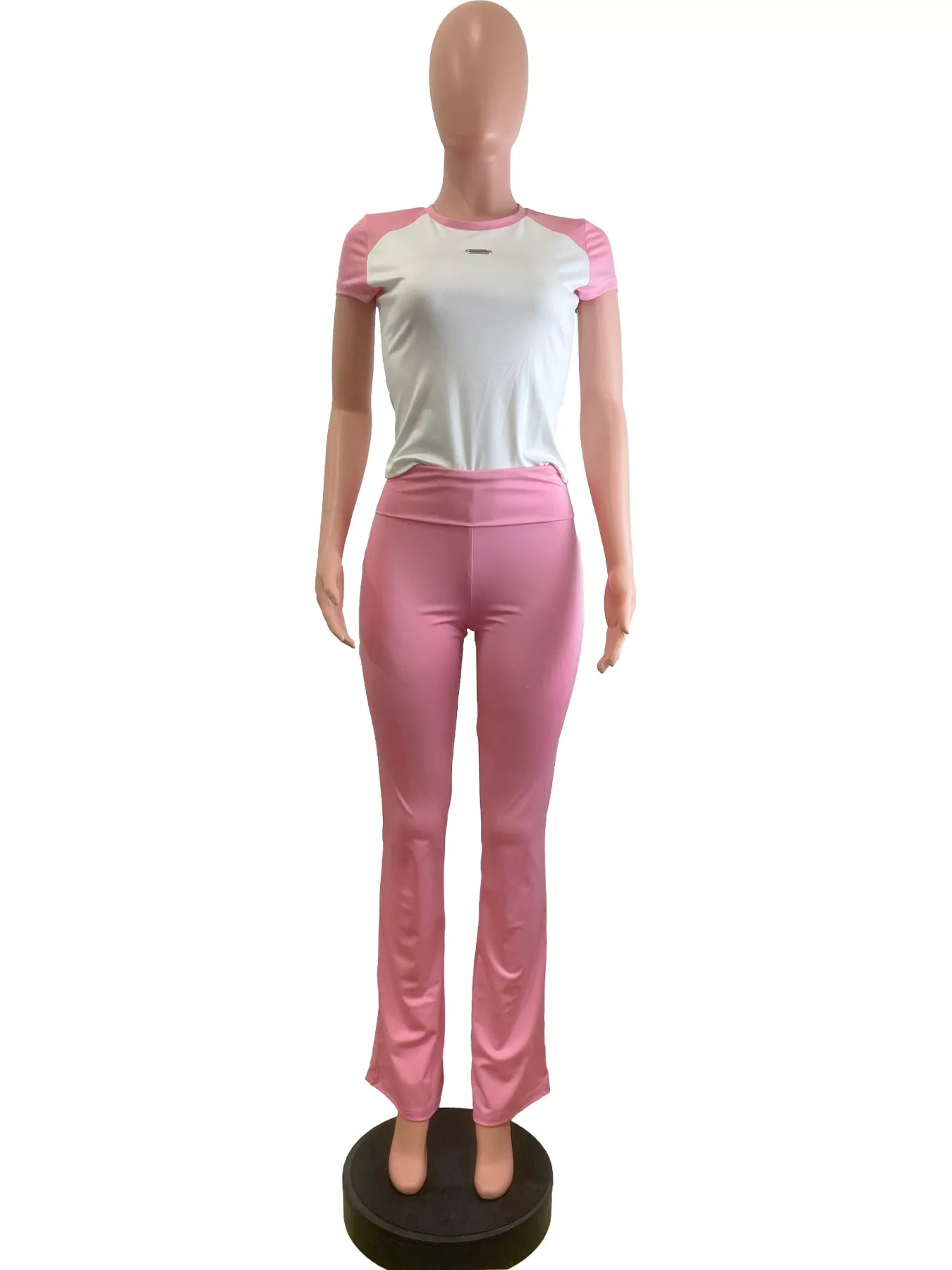Contrast Short Sleeve Tee and Pants Set Secondary image
