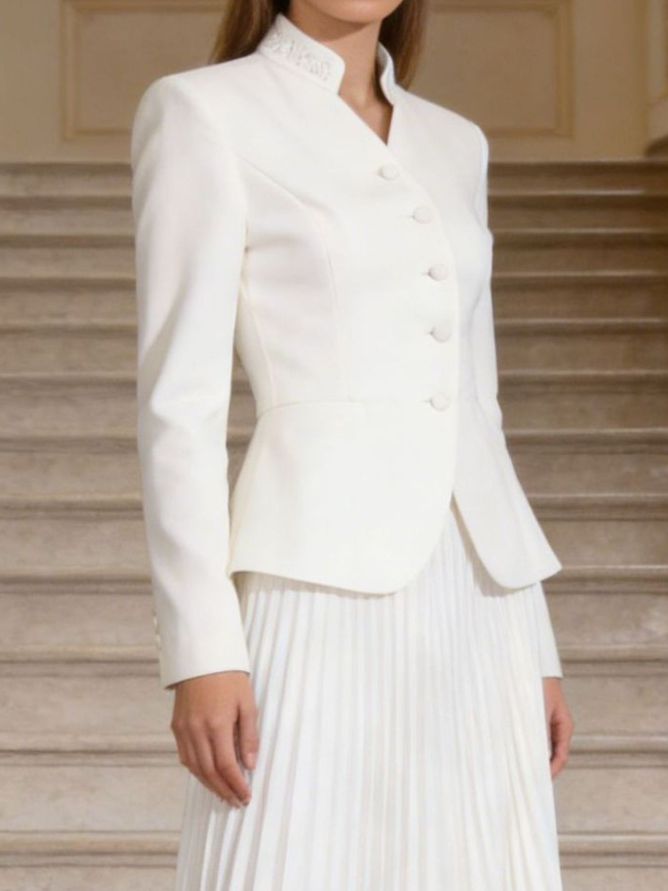 Button Up Long Sleeve Top and Pleated Skirt Set Secondary image