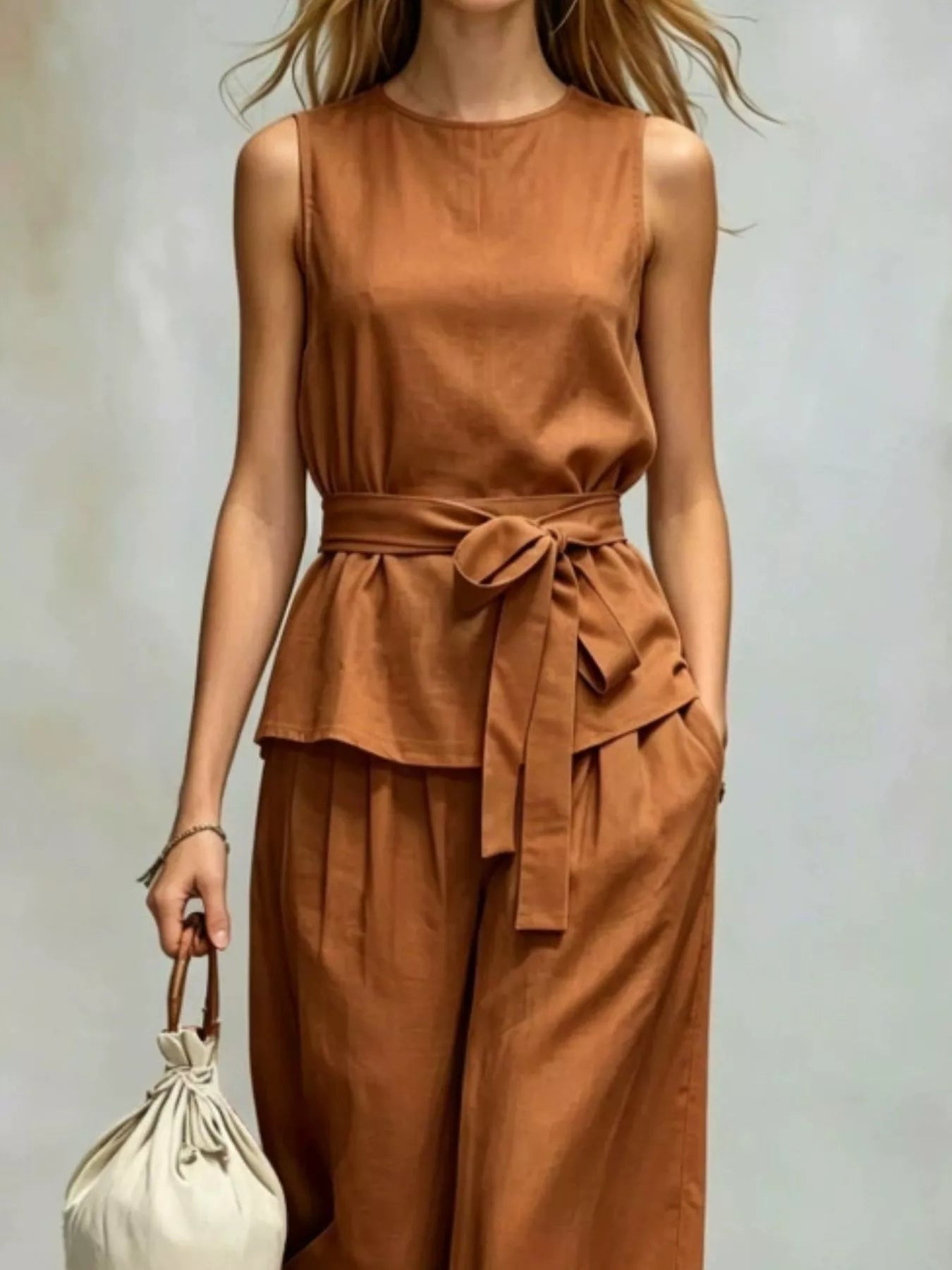 Sleeveless Top and Wide-Leg Pants Set Secondary image