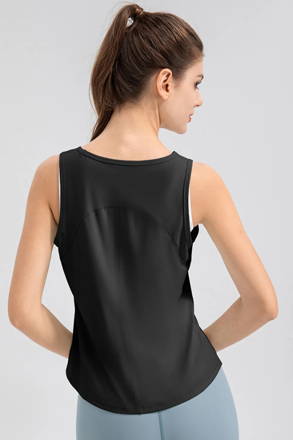 Wide Strap Round Neck Active Tank Secondary image