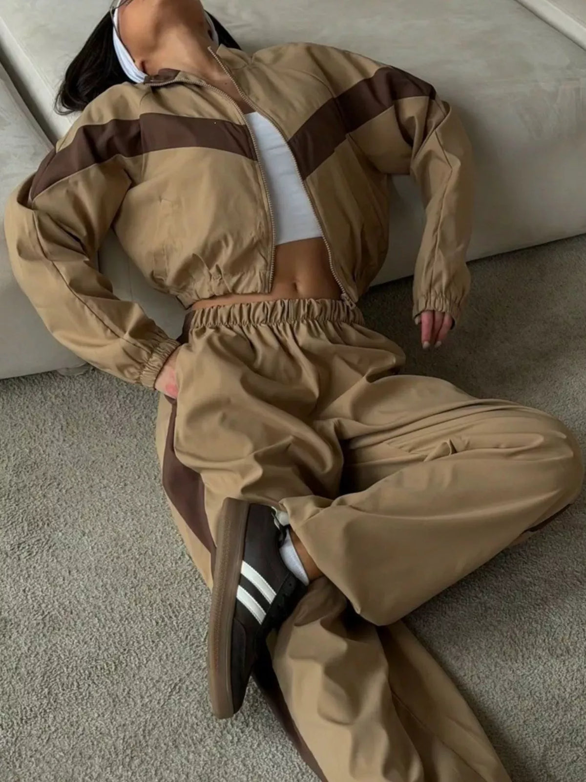 Color Block Zip Up Outerwear and Pants Set - photo 4