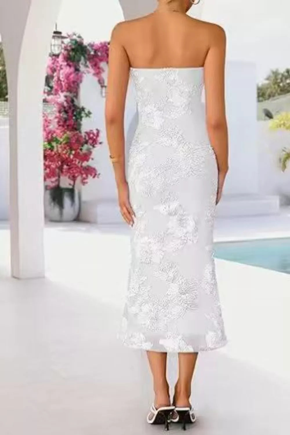 Strapless Lace Embellished Midi Dress Secondary image