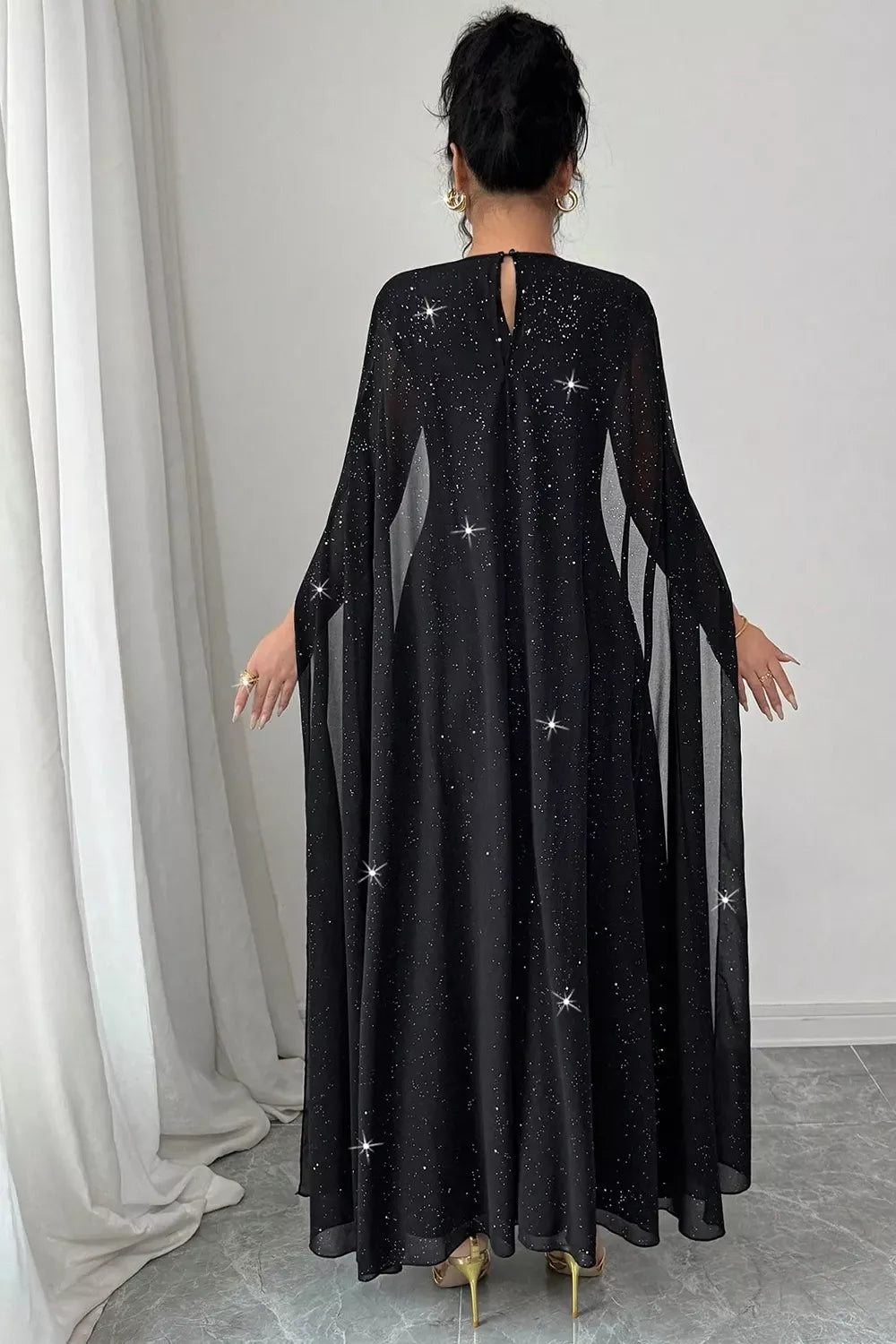 Glitter Cape-Sleeve Maxi Dress Secondary image
