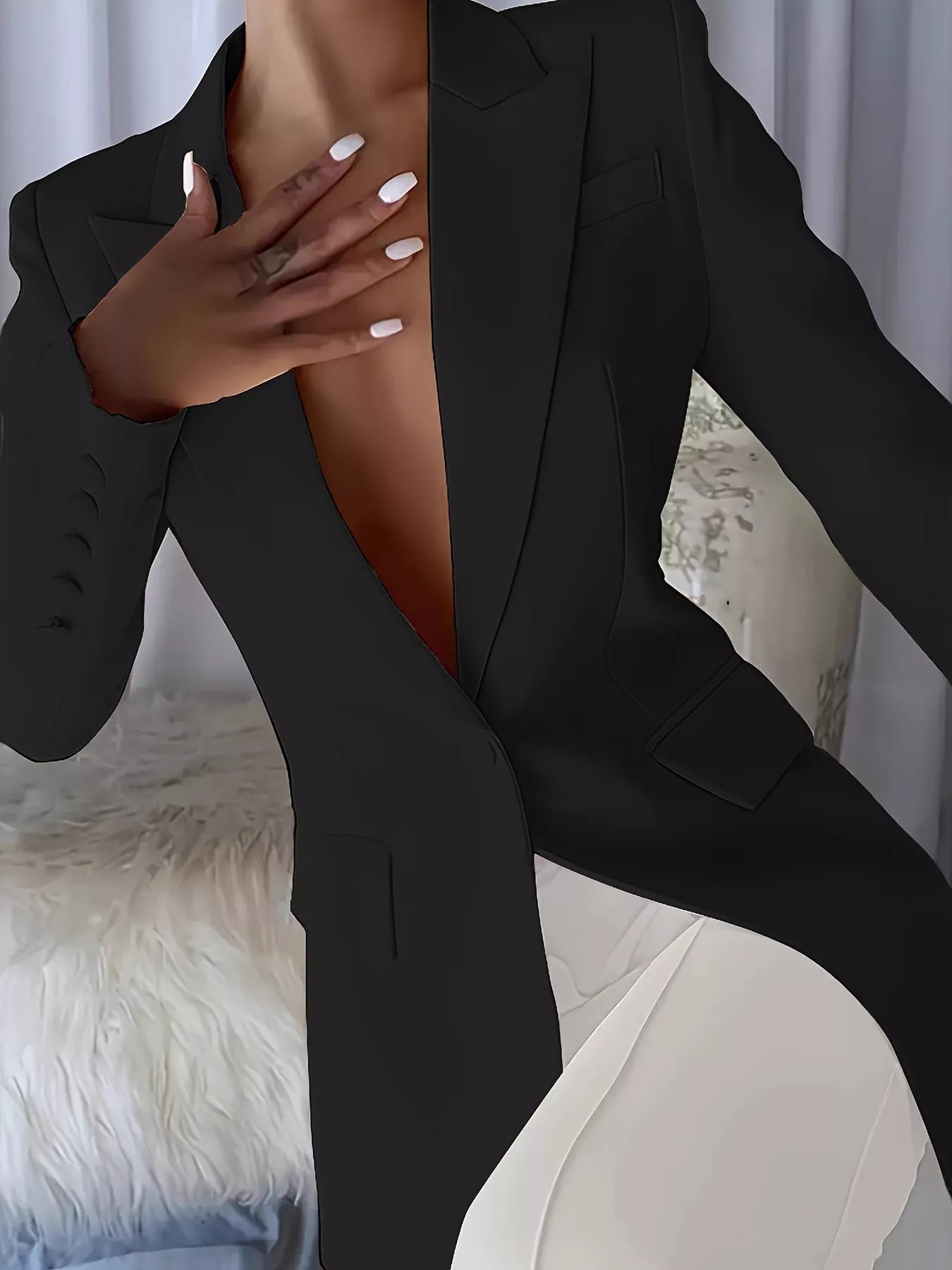 Slim-Fit Lapel Collar Blazer Secondary image
