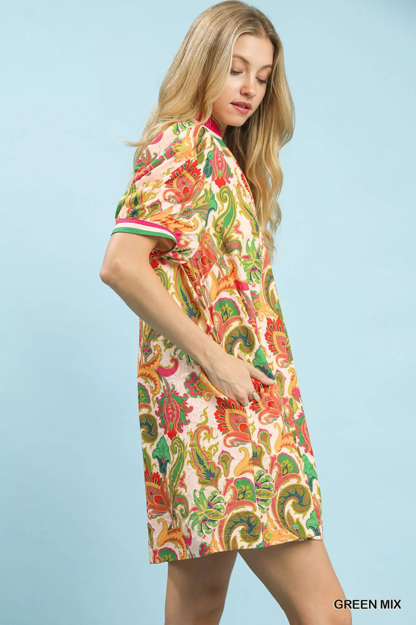 Umgee Jacquard Abstract Print Mini Dress Secondary image