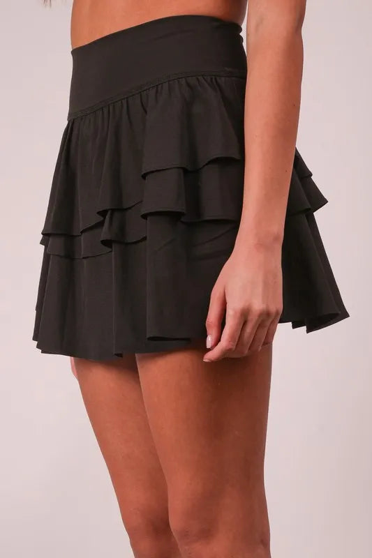 VERY J Riffled Tiered Layers Activewear Skirt with Shorts Secondary image