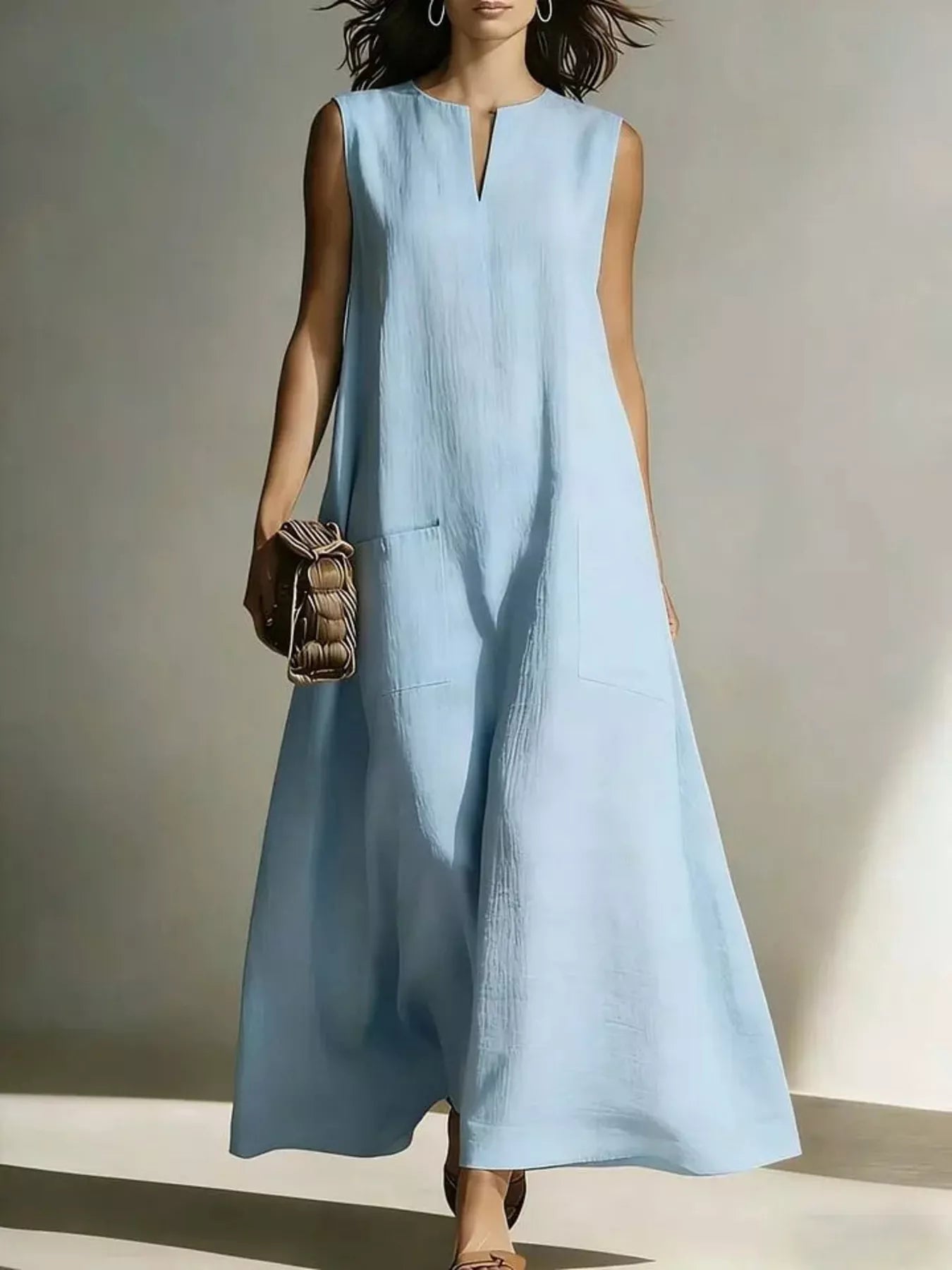 Full Size Notched Sleeveless Maxi Dress Plus Size Secondary image
