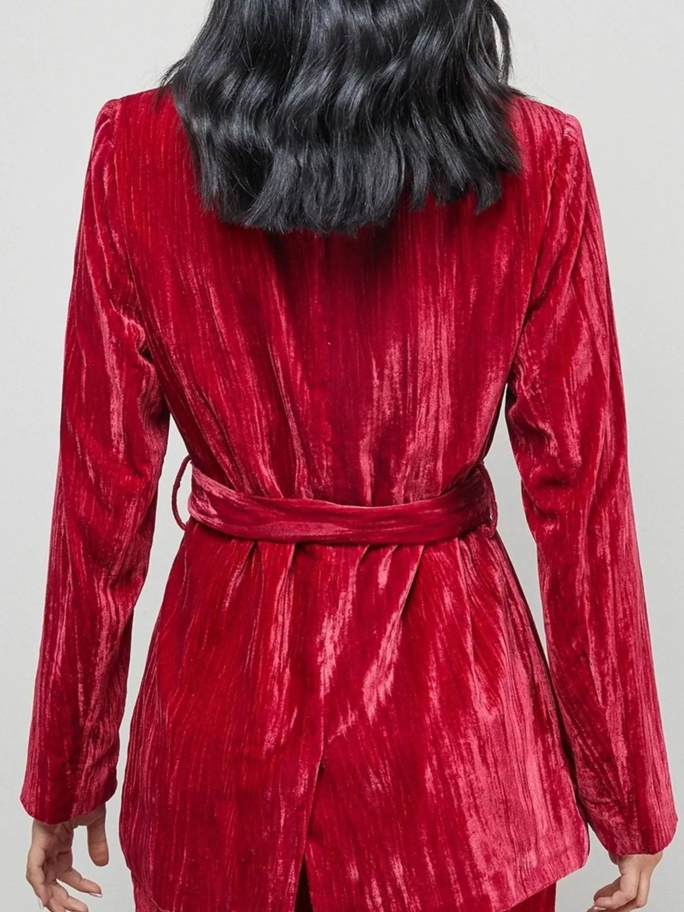 Velvet Lapel Collar Blazer & Pants Set Secondary image
