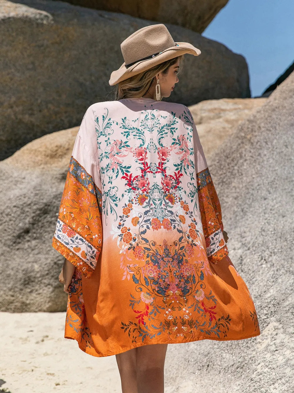 Printed Open Front Long Sleeve Cover-Up Secondary image
