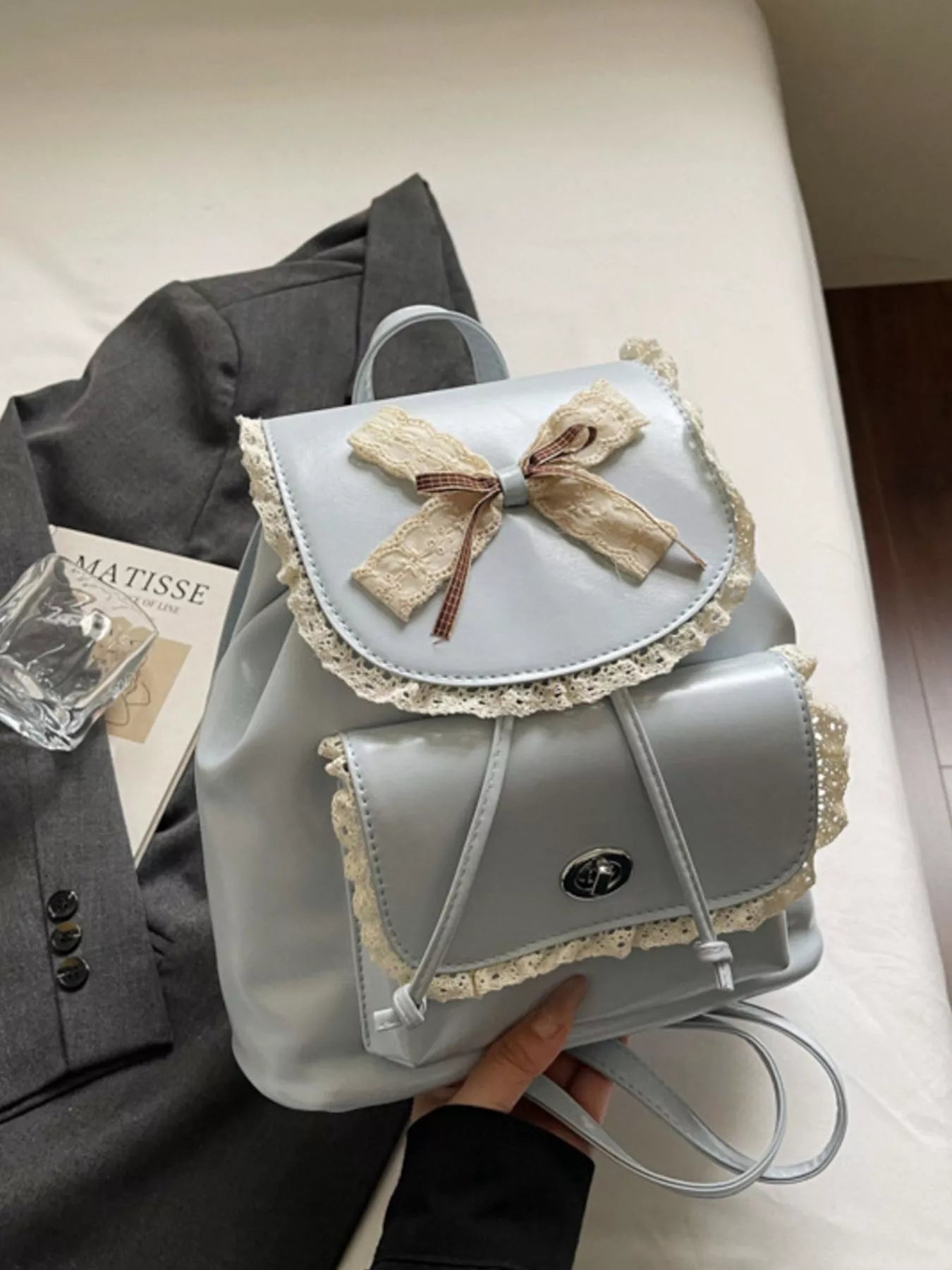 Lace Bowknot Decor Backpack Bag Secondary image