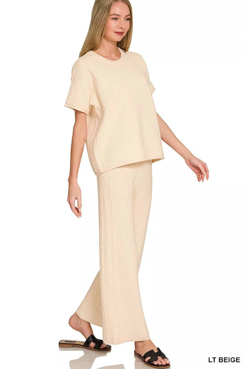 Zenana Viscose Round Neck Top & Pants Set Secondary image