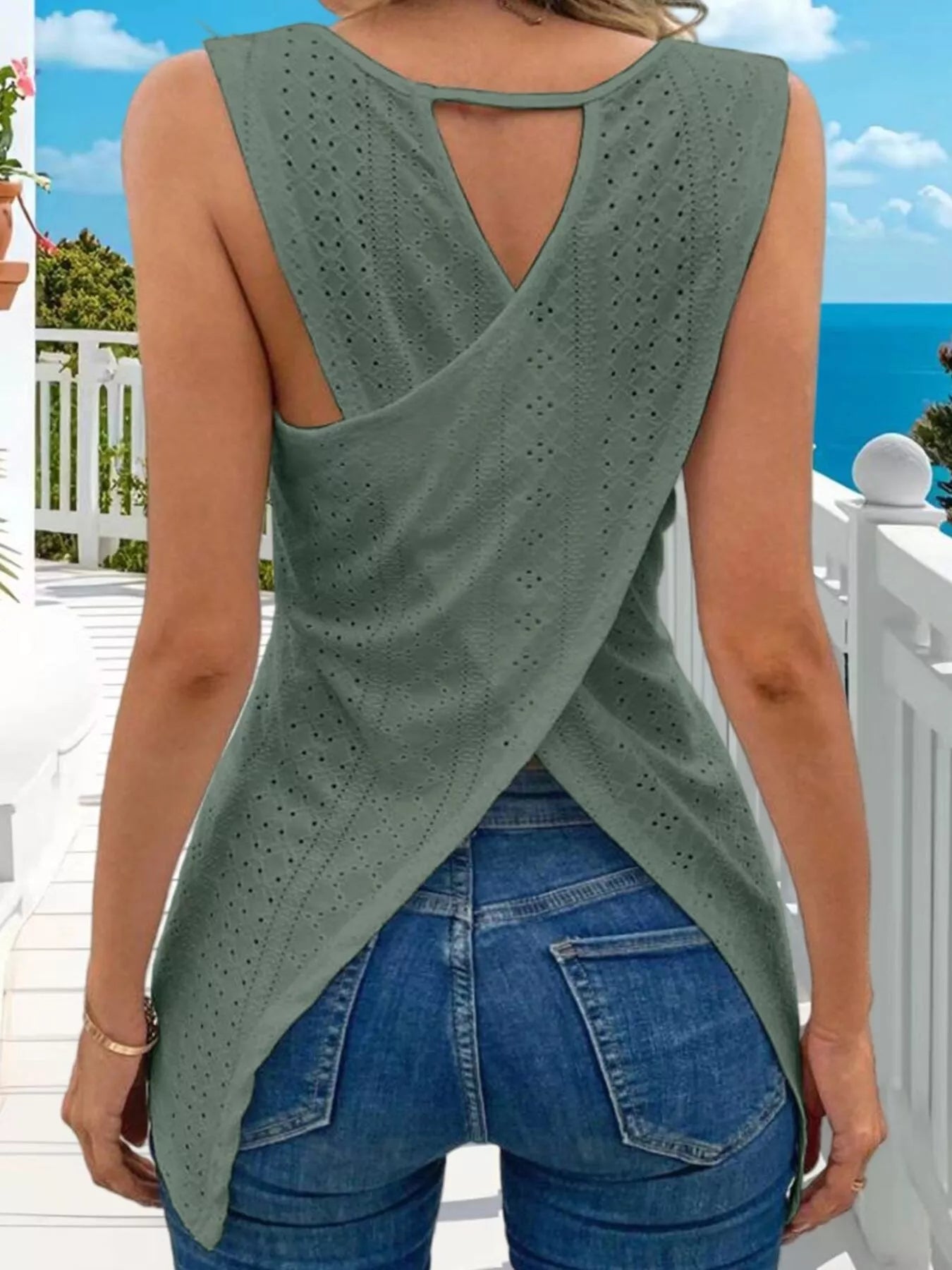 Hollow-Out Knit Tank Top Secondary image