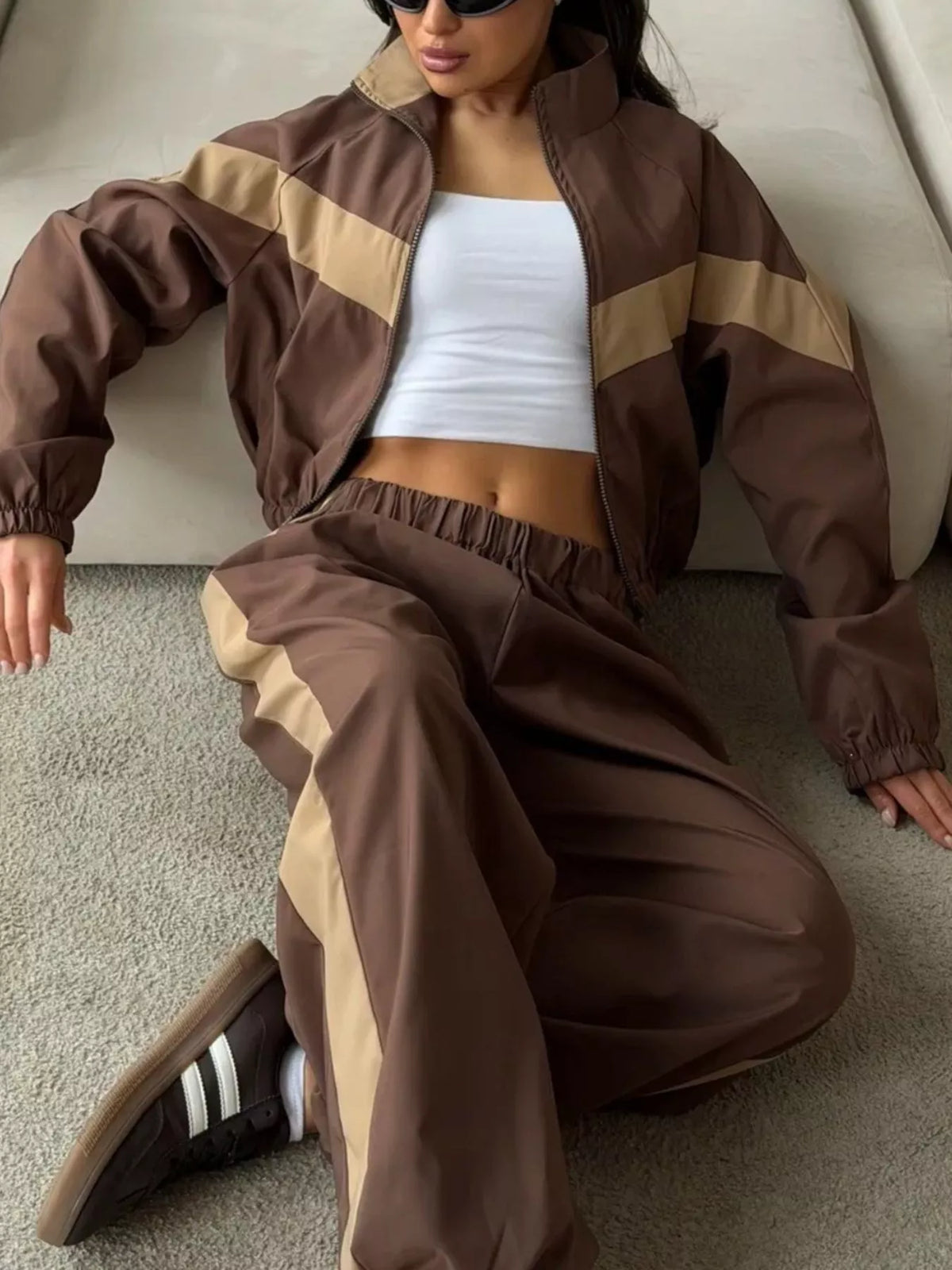 Color Block Zip Up Outerwear and Pants Set - photo 21