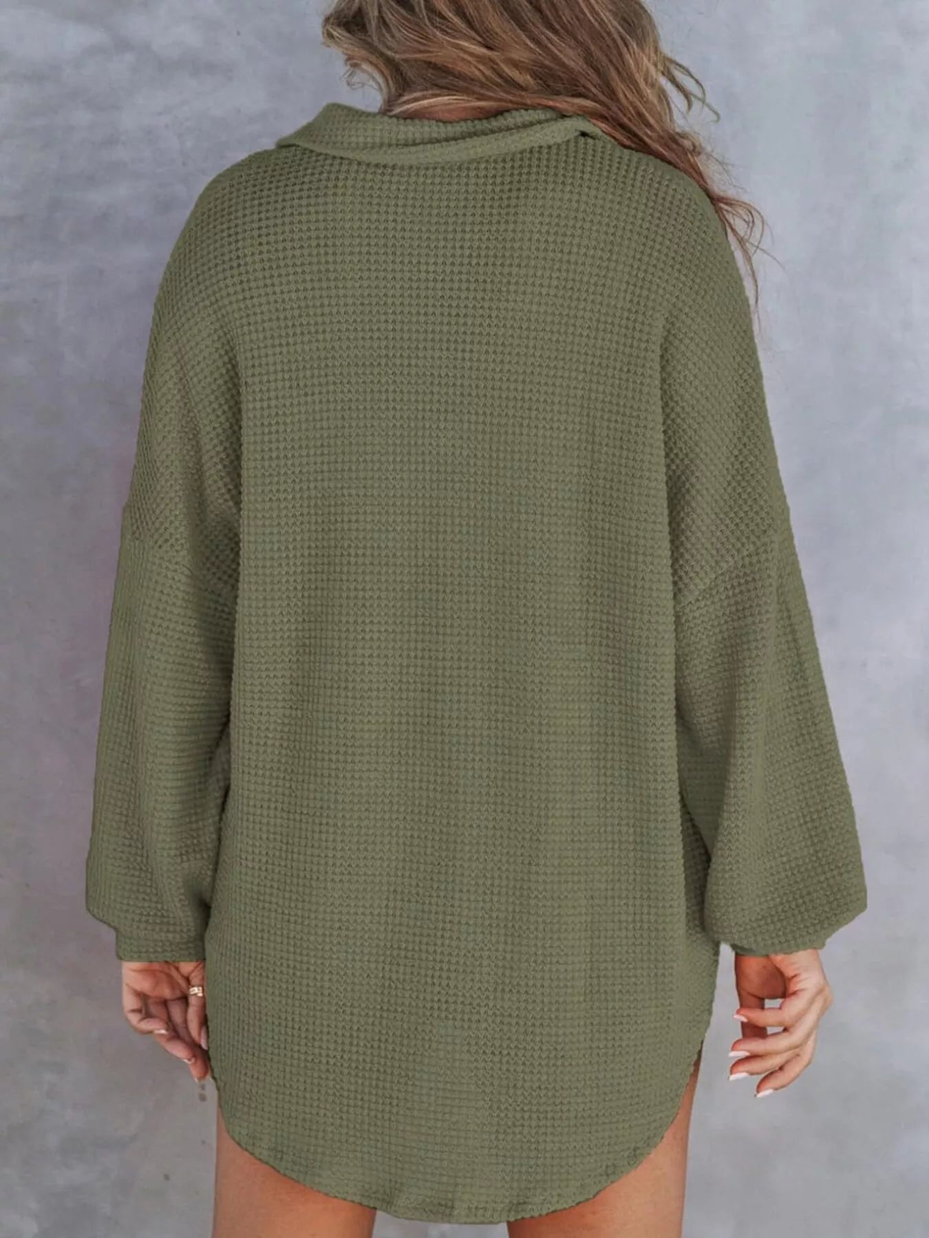 Waffle Knit Button Detail T-Shirt with Pocket Secondary image