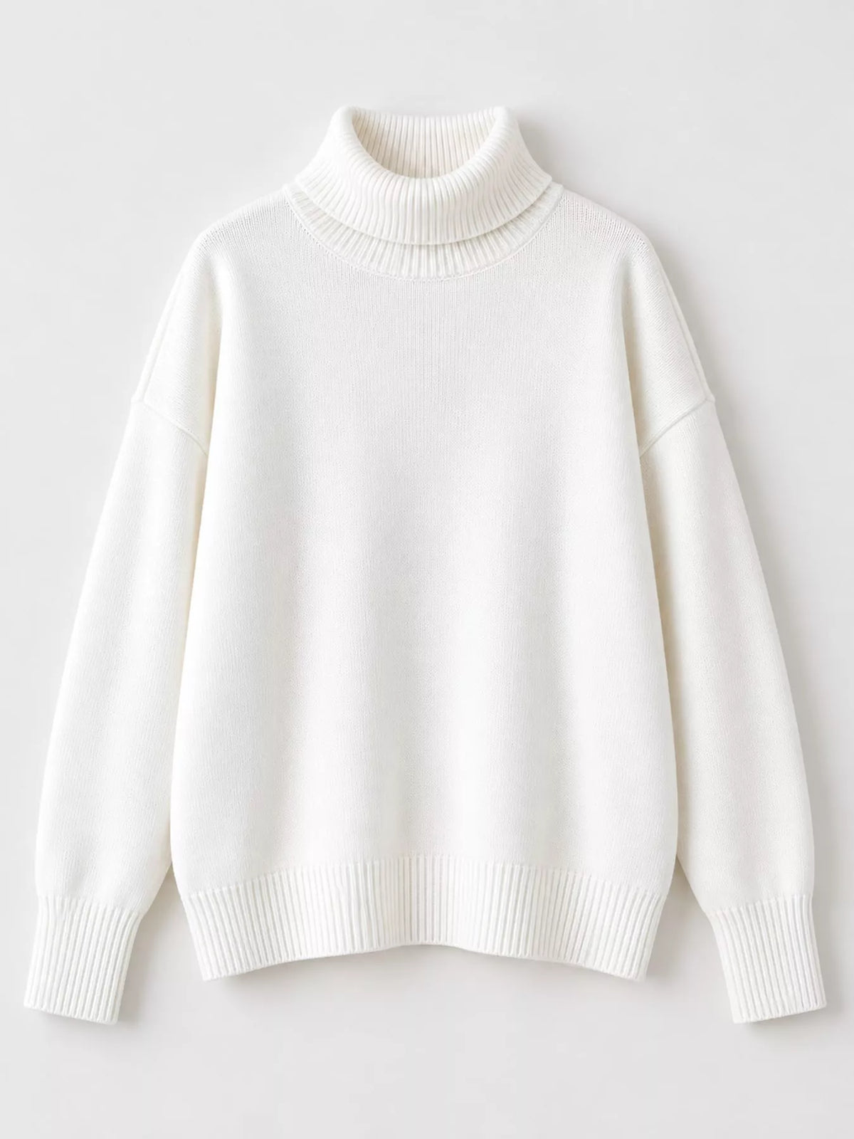 Women's Oversized Ribbed Turtleneck Sweater – Dropped Shoulder Relaxed Fit - photo 5