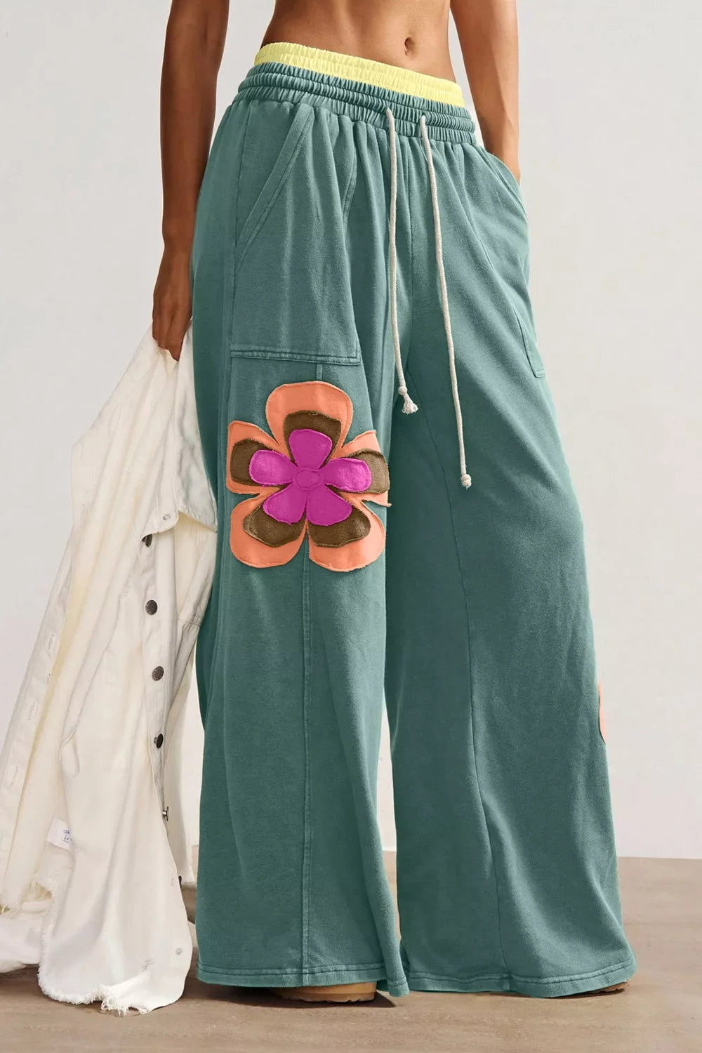 Floral Patchwork Wide Leg Pants Secondary image
