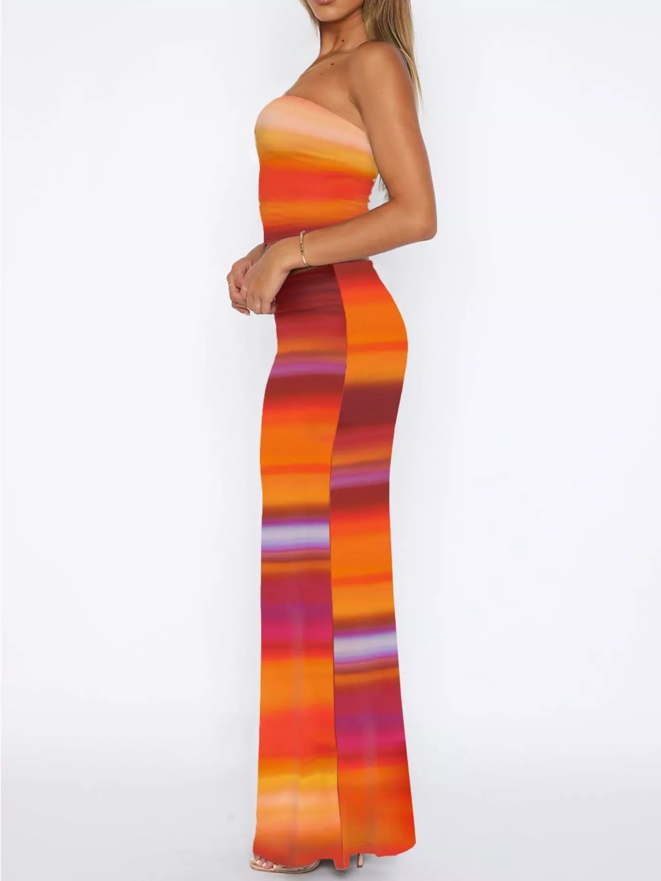 Striped Tube Top and Skirt Set Secondary image