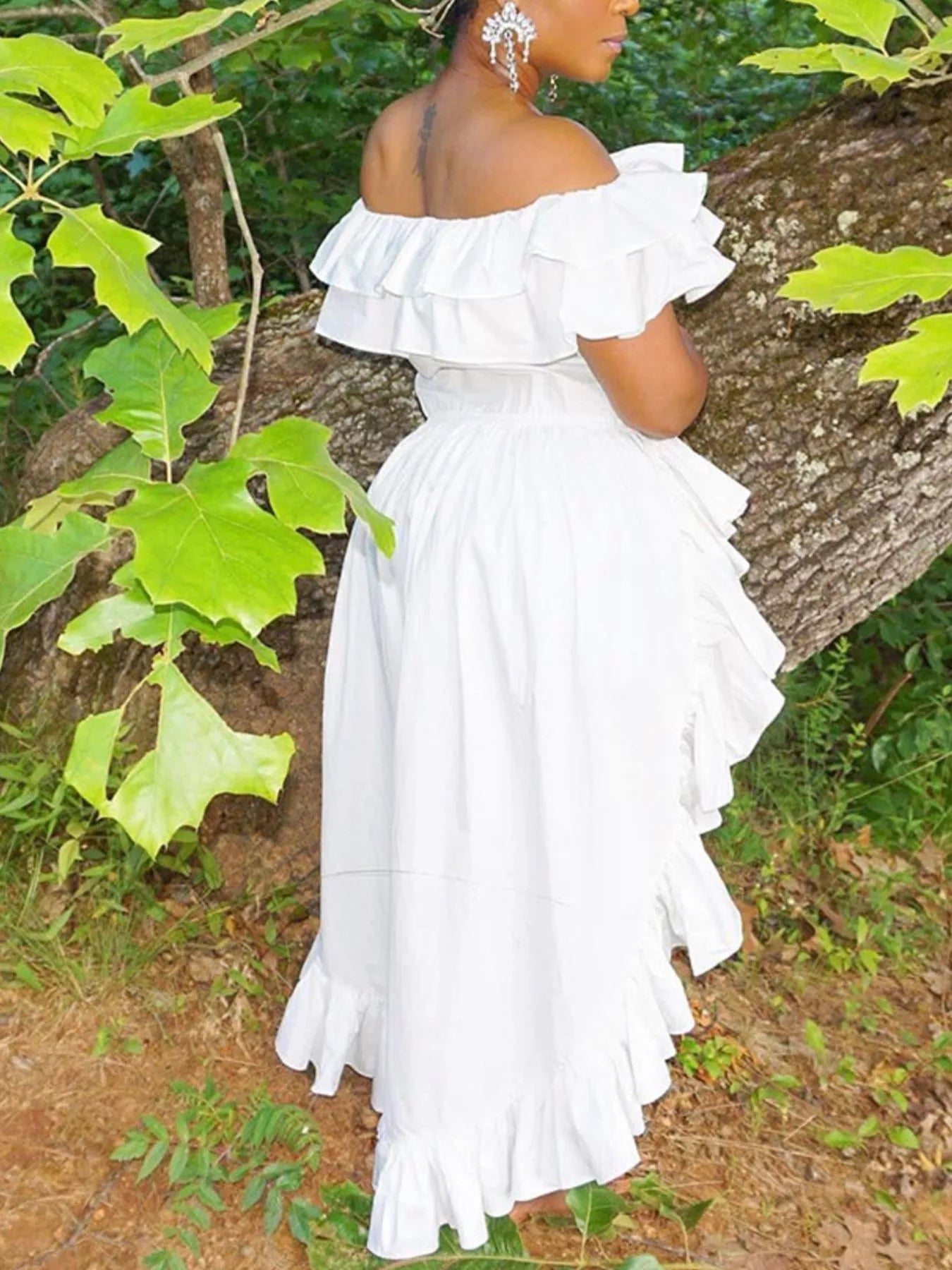 Ruffle Off-Shoulder High-Low Blouse Secondary image