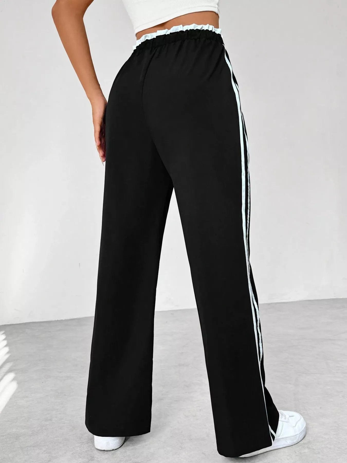 Striped Drawstring Waist Wide Leg Pants Secondary image