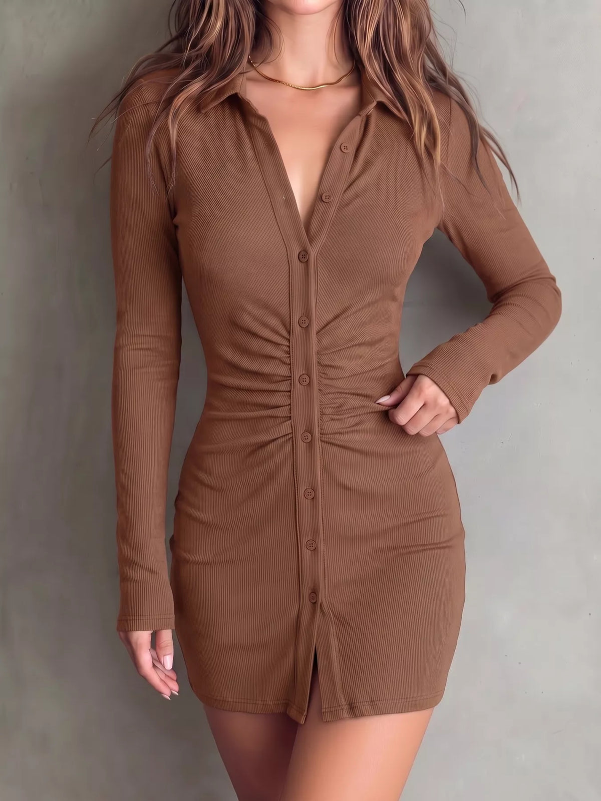 Button-Down Bodycon Mini Dress - photo 13