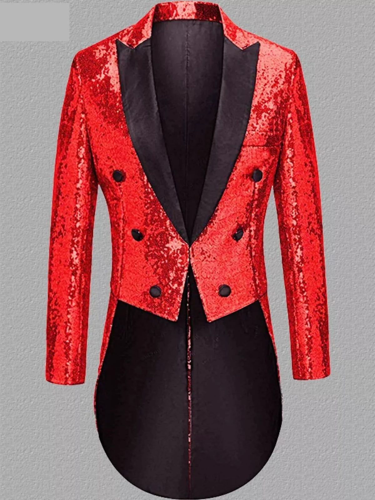 Men's Long Sleeve Sequin Tailcoat Blazer - photo 7