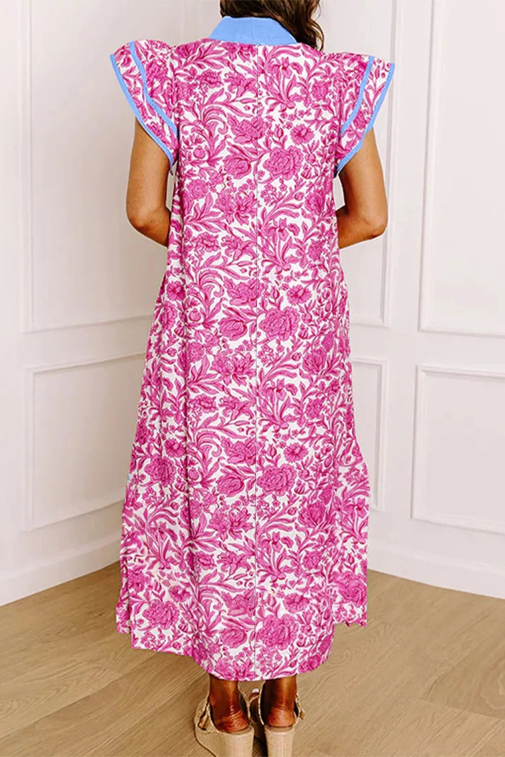 Floral Print Ruffle Cap Sleeve Dress Secondary image