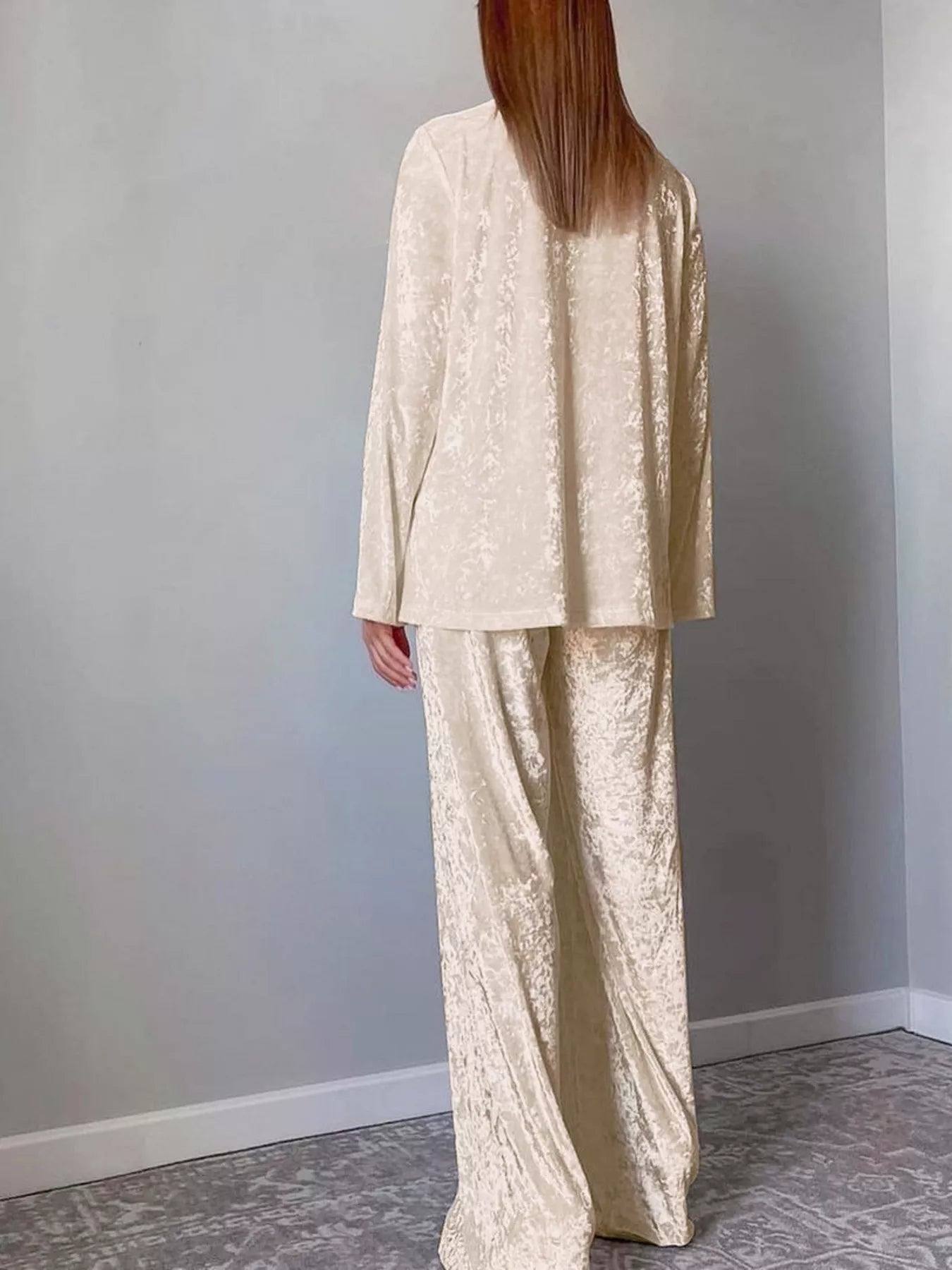 Velvet Long Sleeve Top and Pants Lounge Set Secondary image