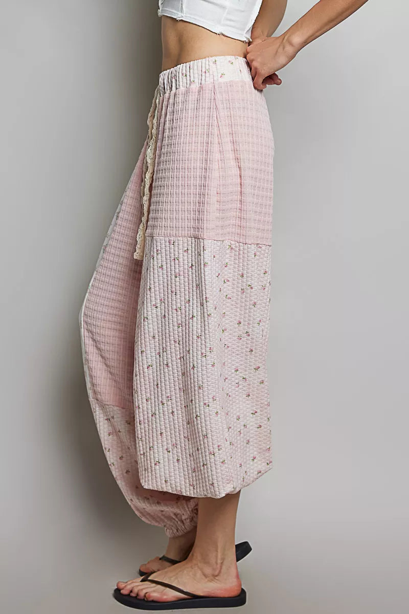 POL Patchwork Mixed Knit Wide Leg Pants Secondary image