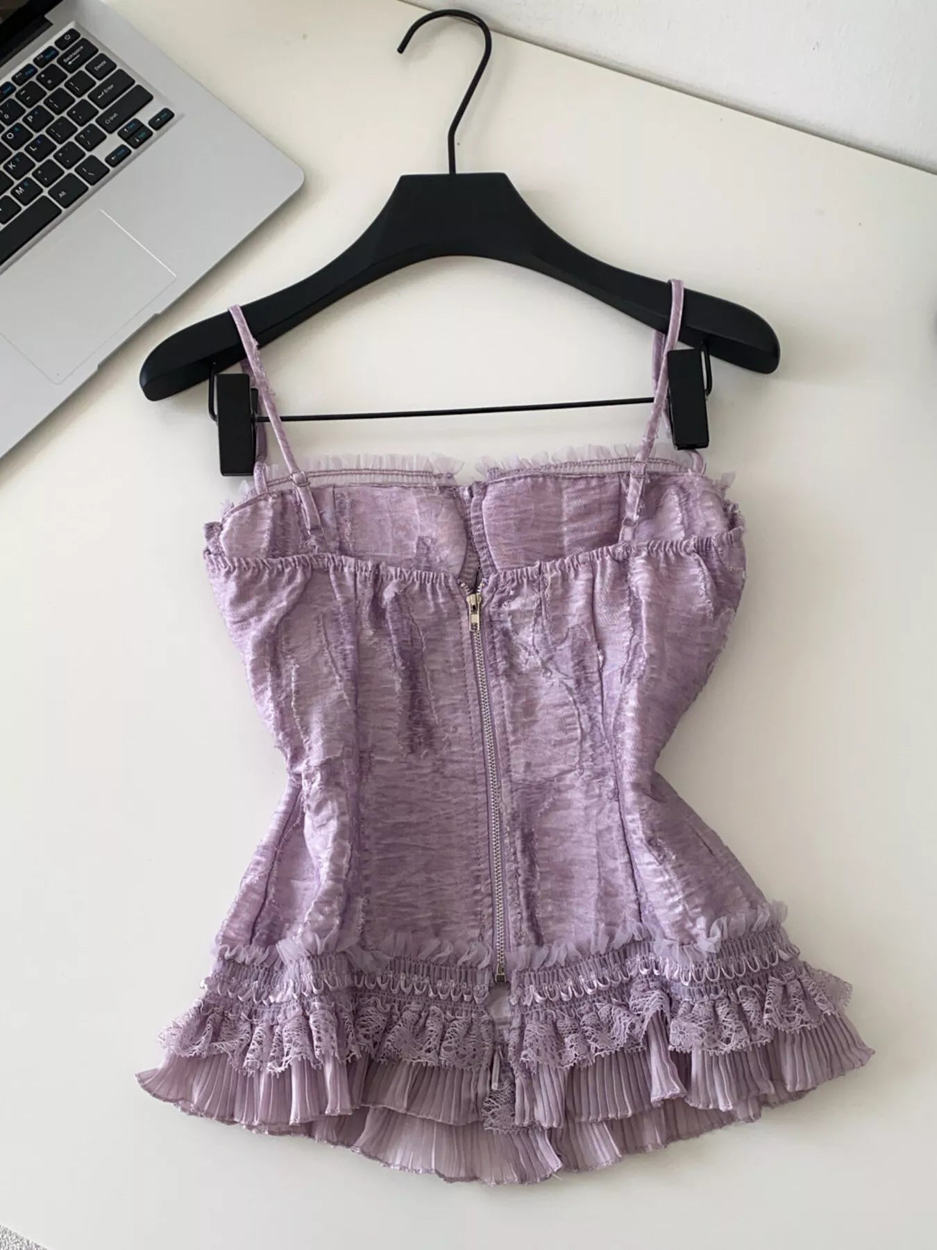 Lace Trimmed Ruffled Hem Tank Secondary image