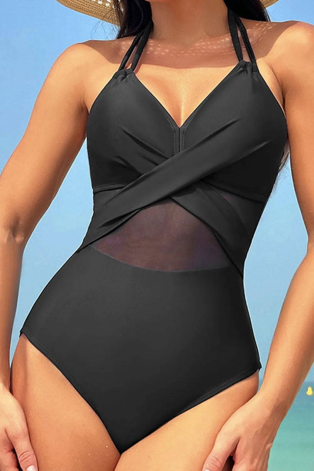 Crisscross Halter Neck One-Piece Swimwear Secondary image