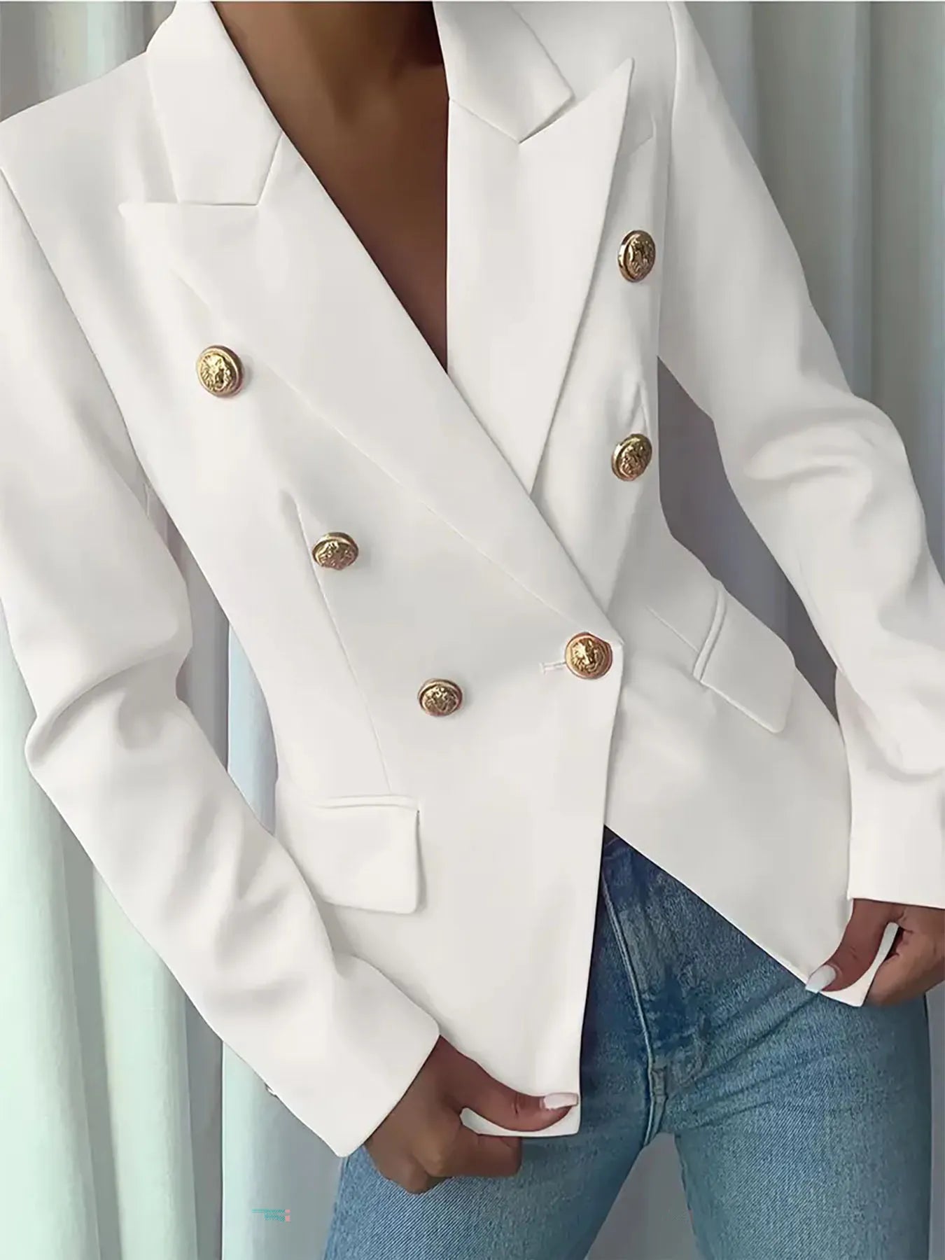Decor Button Lapel Collar Blazer Secondary image
