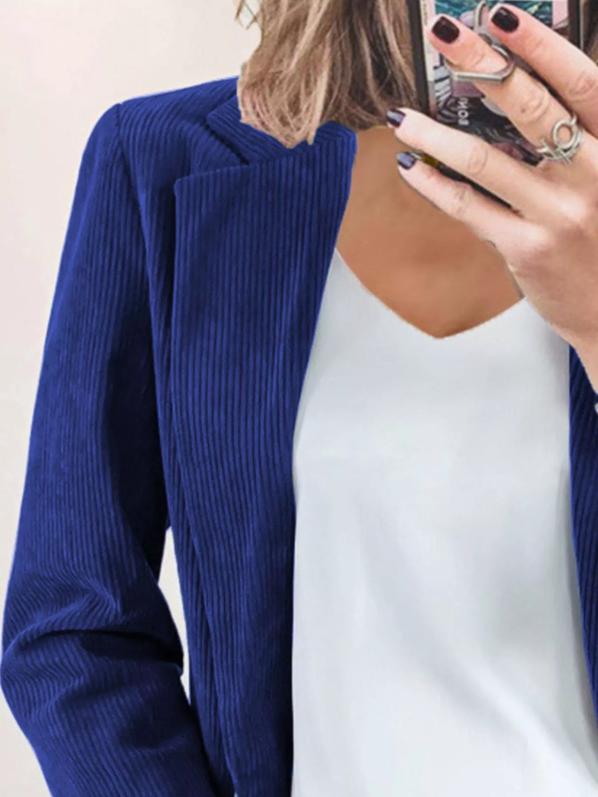 Corduroy Lapel Collar Casual Blazer - photo 12