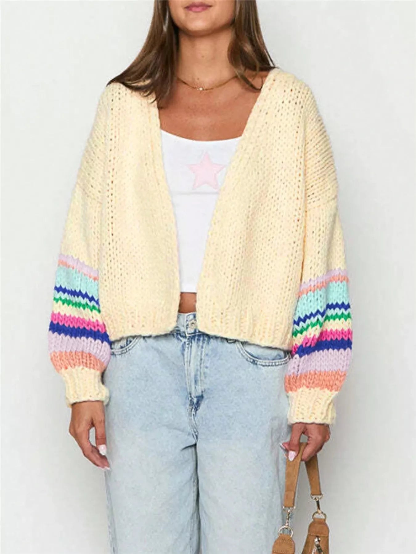 Chunky Knit Rainbow Sleeve Cardigan Secondary image