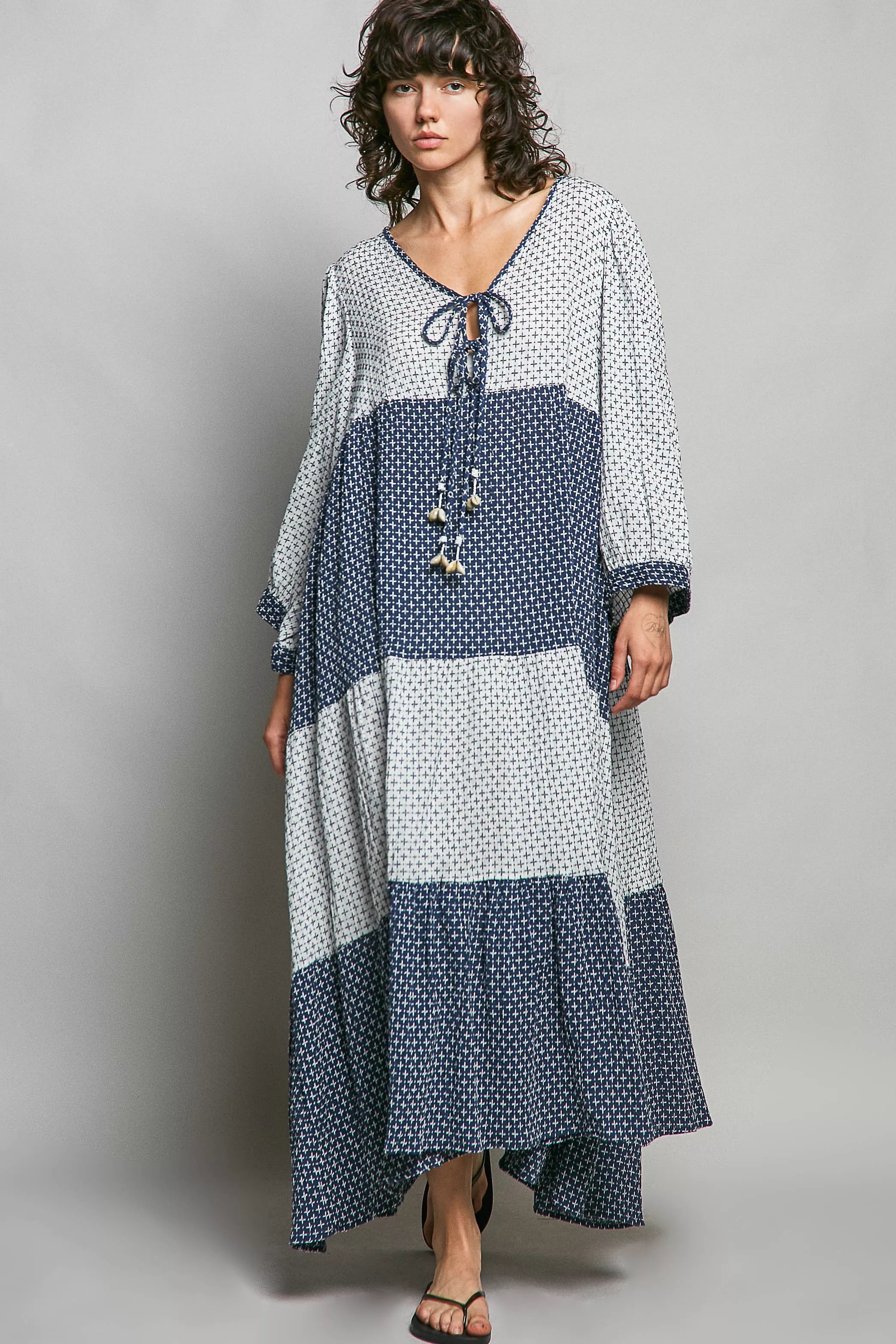 POL Tiered Boho Two-Tone Maxi Dress Secondary image