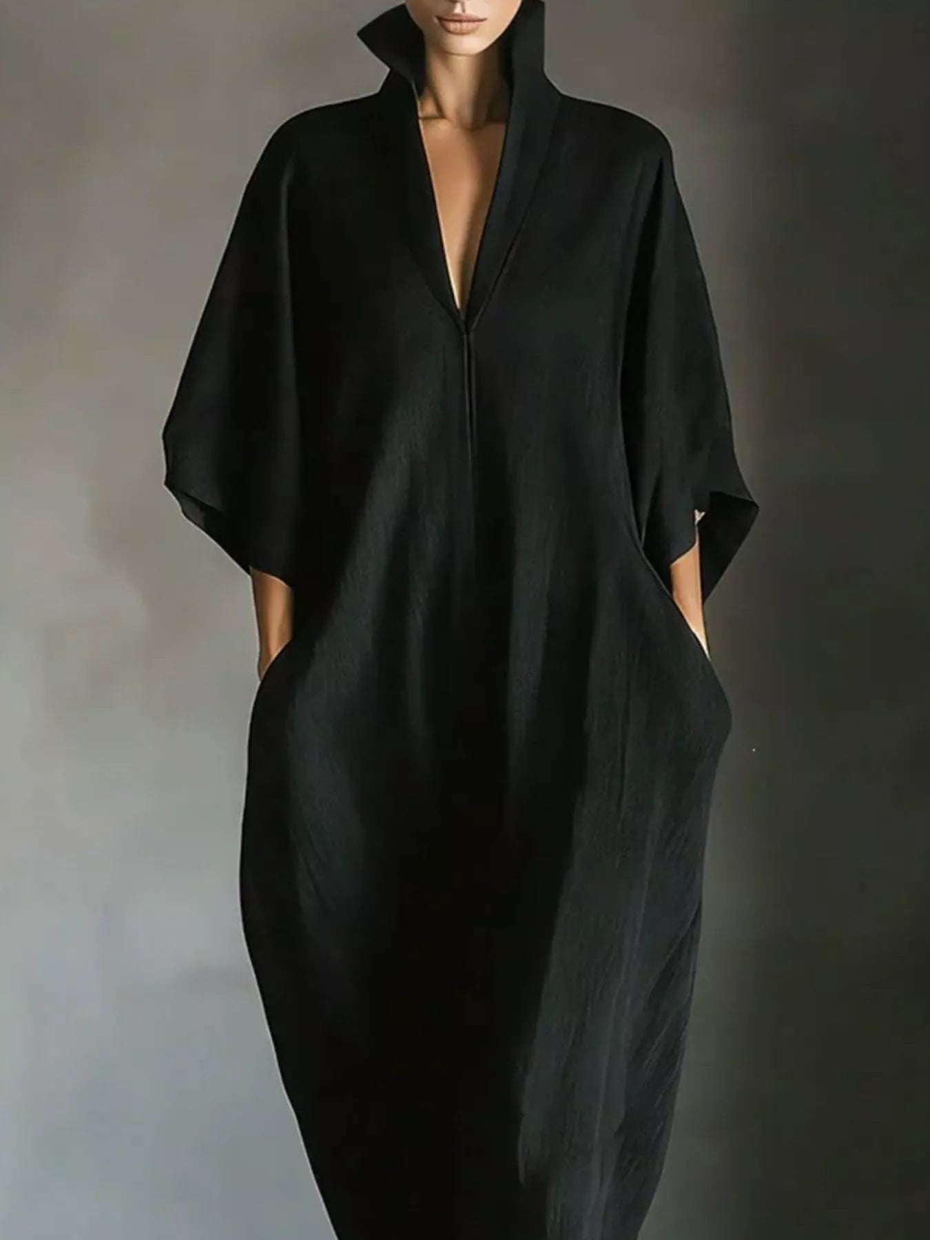 3/4 Sleeve Maxi Dress with Pockets Secondary image
