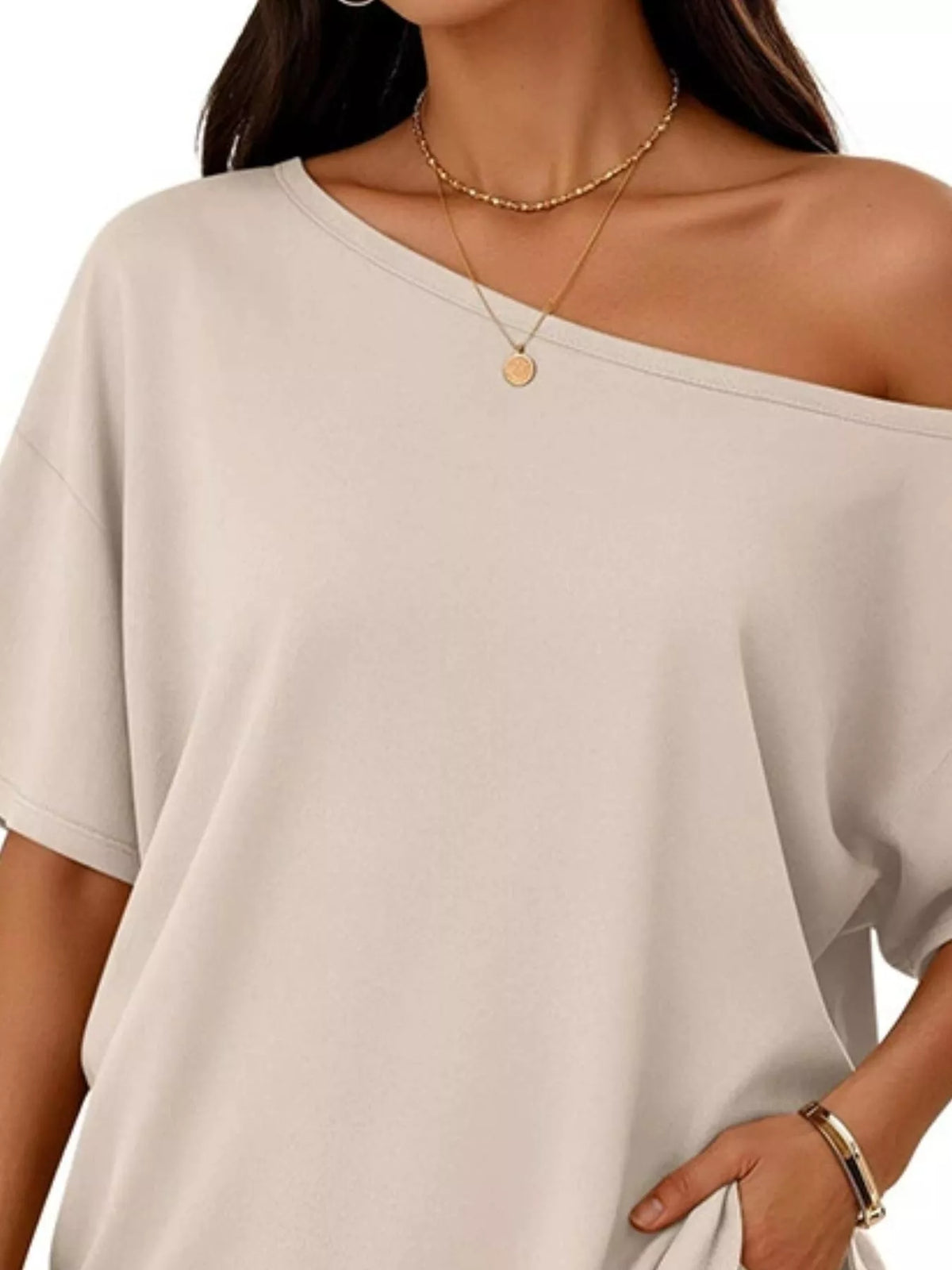 One-Shoulder Short Sleeve Top and Shorts Set - photo 17