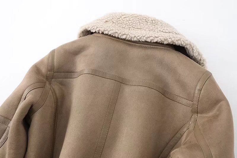 Women's Faux Suede Moto Jacket | Fleece-Lined Fall & Winter Coat - photo 4