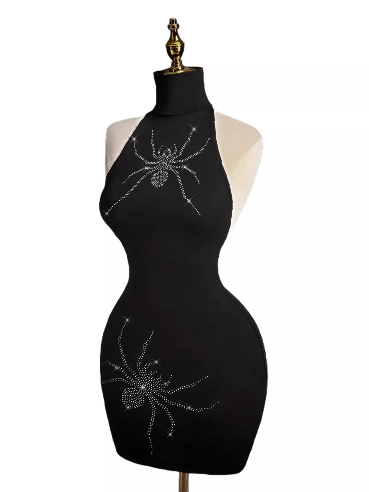 Rhinestone Spider Halter Neck Bodycon Dress - photo 5